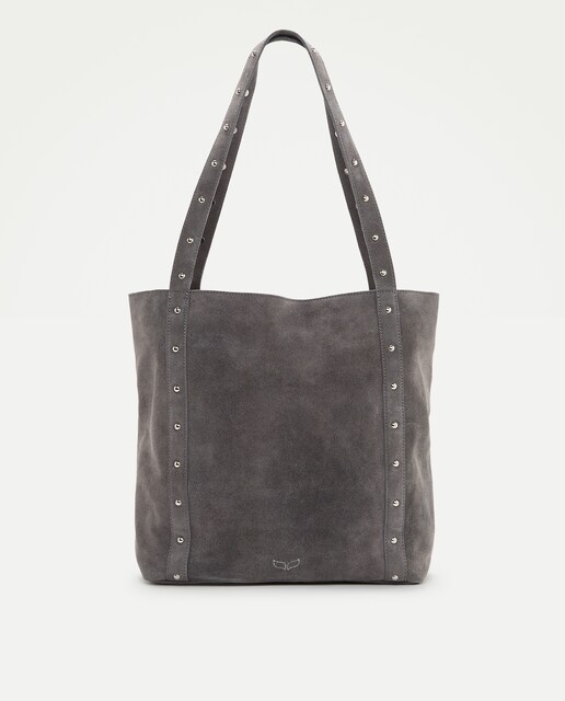 Bolso shopper de piel con tachas