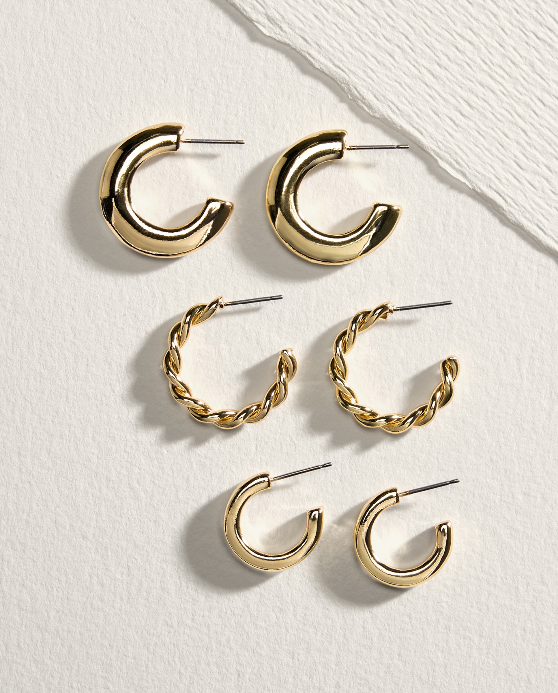 Pack de 3 Brincos de Argola Básicos 390 Ouro-1