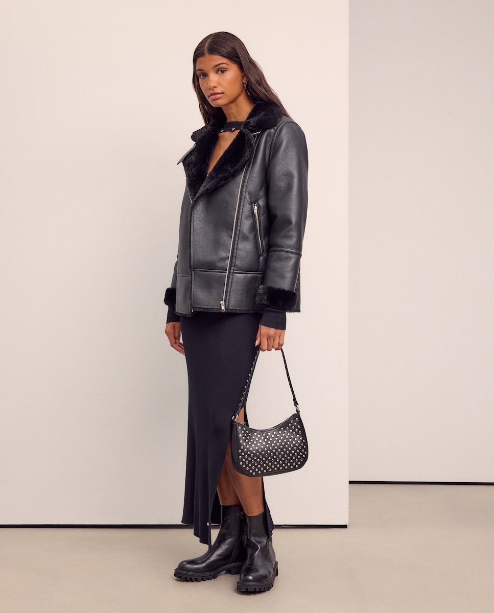 Blusão de Dupla Face Liso Preto-1