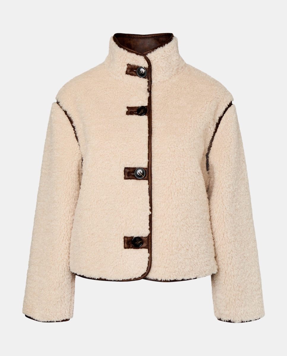 Blusão de Pelo de Borrego Liso 120 Cru-5