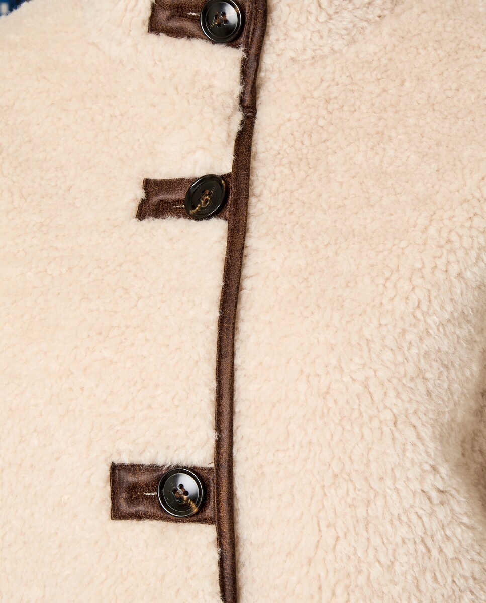 Blusão de Pelo de Borrego Liso 120 Cru-6