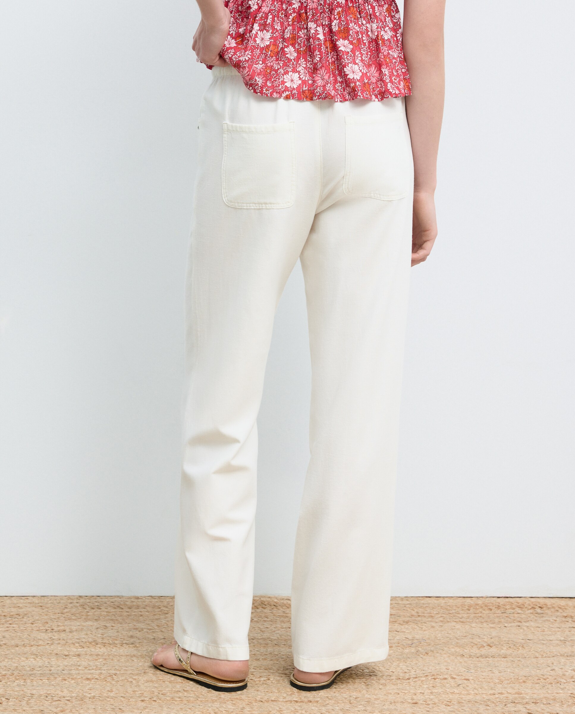 Imagen 3 de Pantalón largo de mujer con gomas - Green Coast - Blanco Blanco
