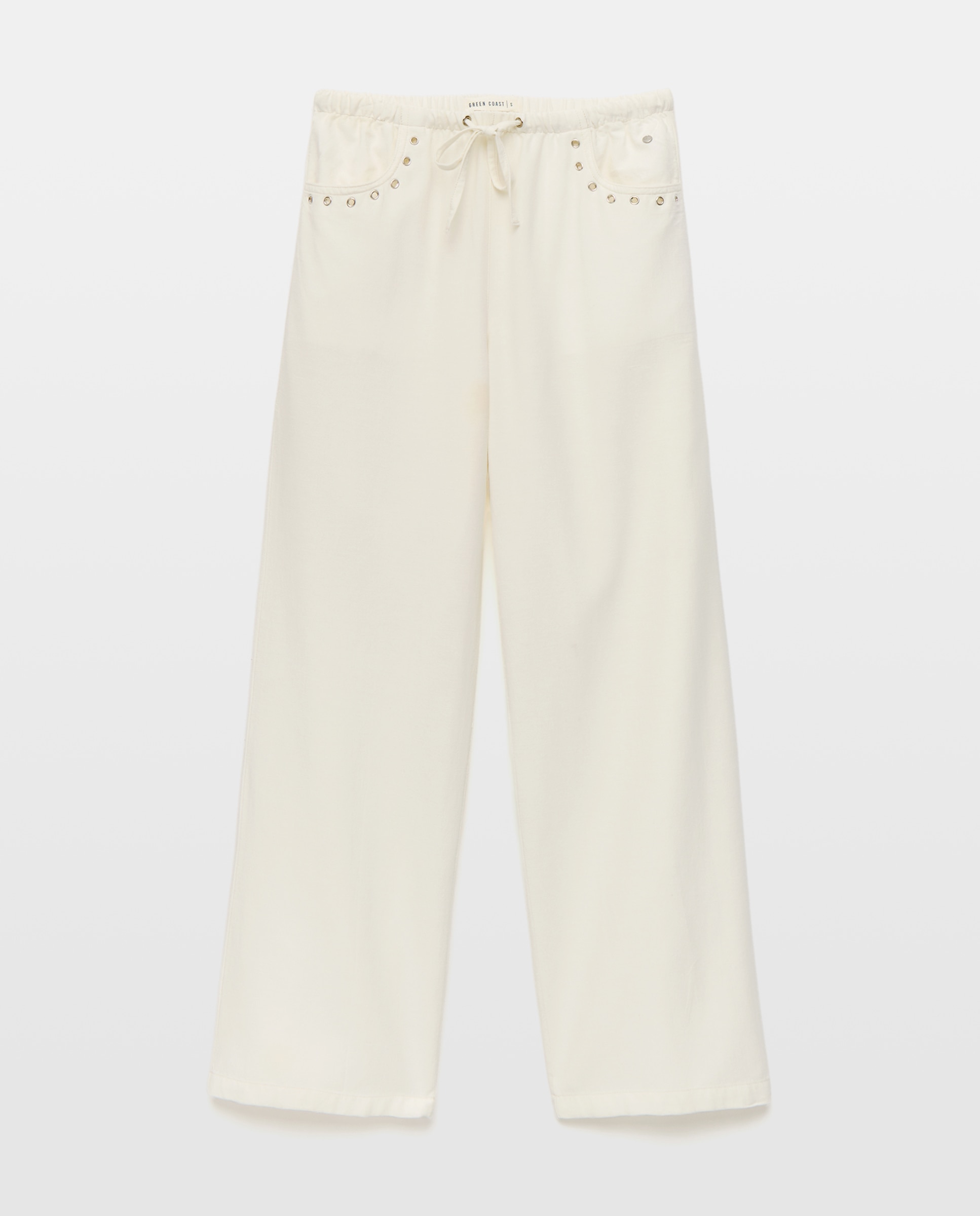 Imagen 4 de Pantalón largo de mujer con gomas - Green Coast - Blanco Blanco