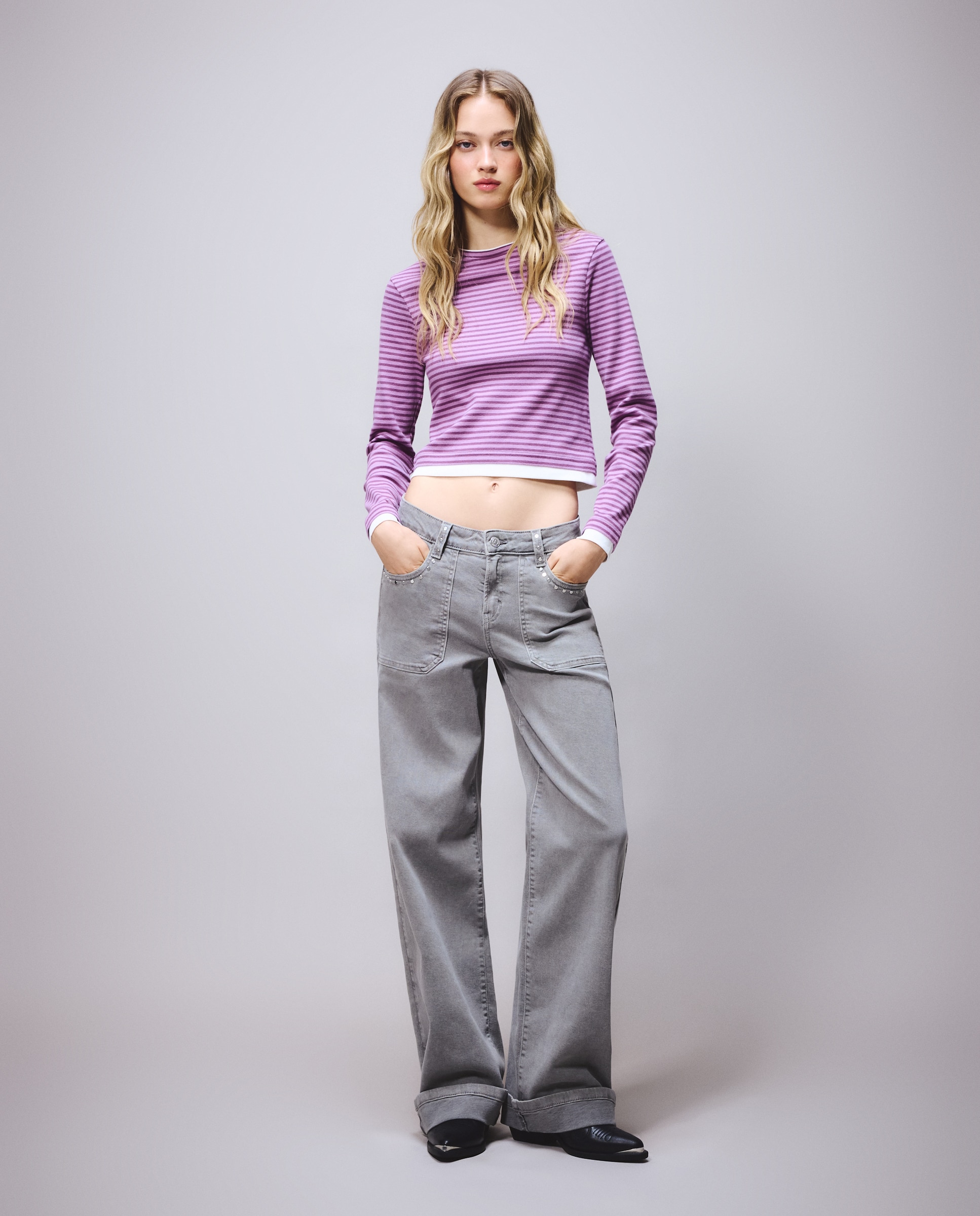 Imagen 1 de Pantalón de mujer wideleg carpintero - Green Coast - 820 Gris medio 820 Gris medio