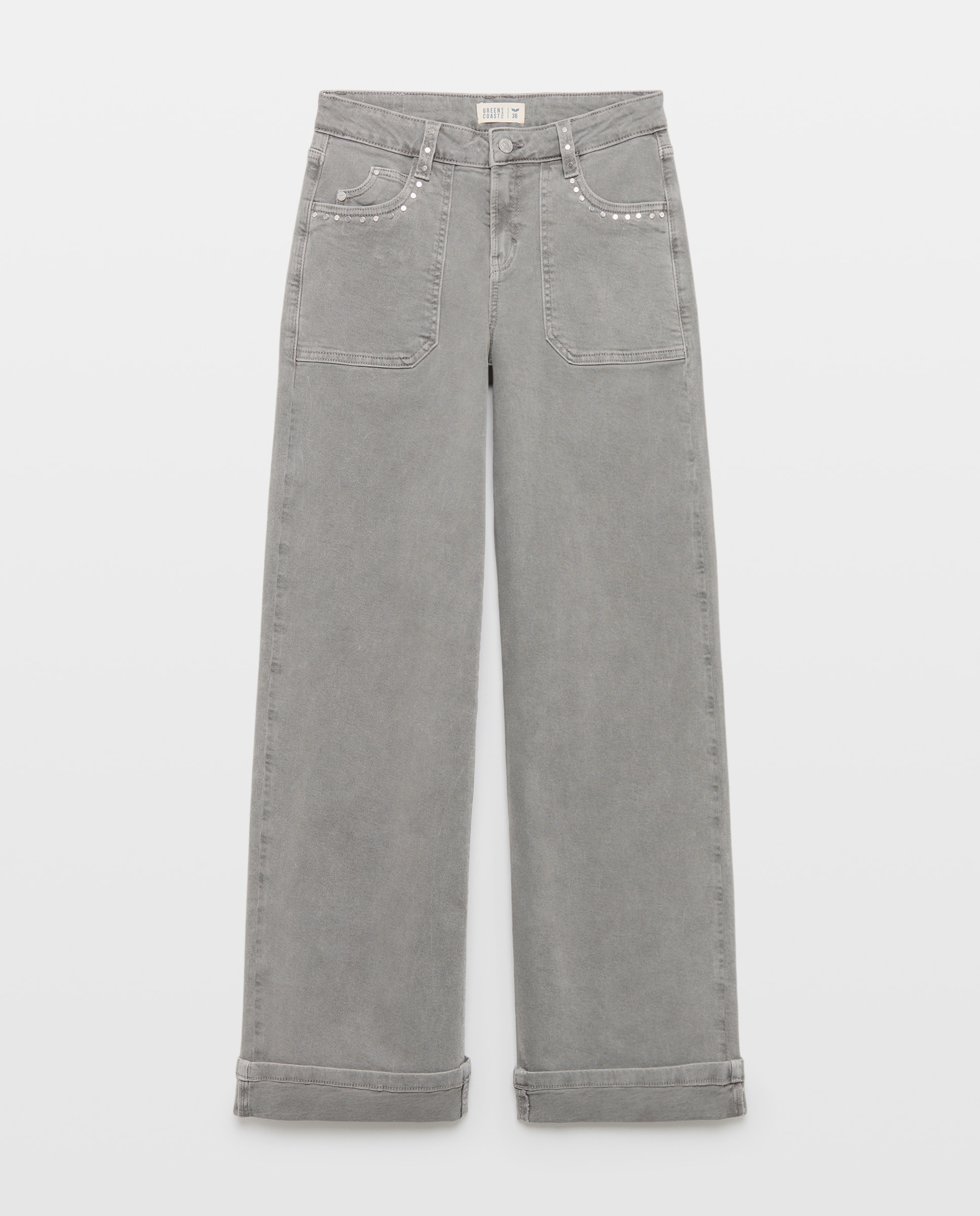 Imagen 4 de Pantalón de mujer wideleg carpintero - Green Coast - 820 Gris medio 820 Gris medio