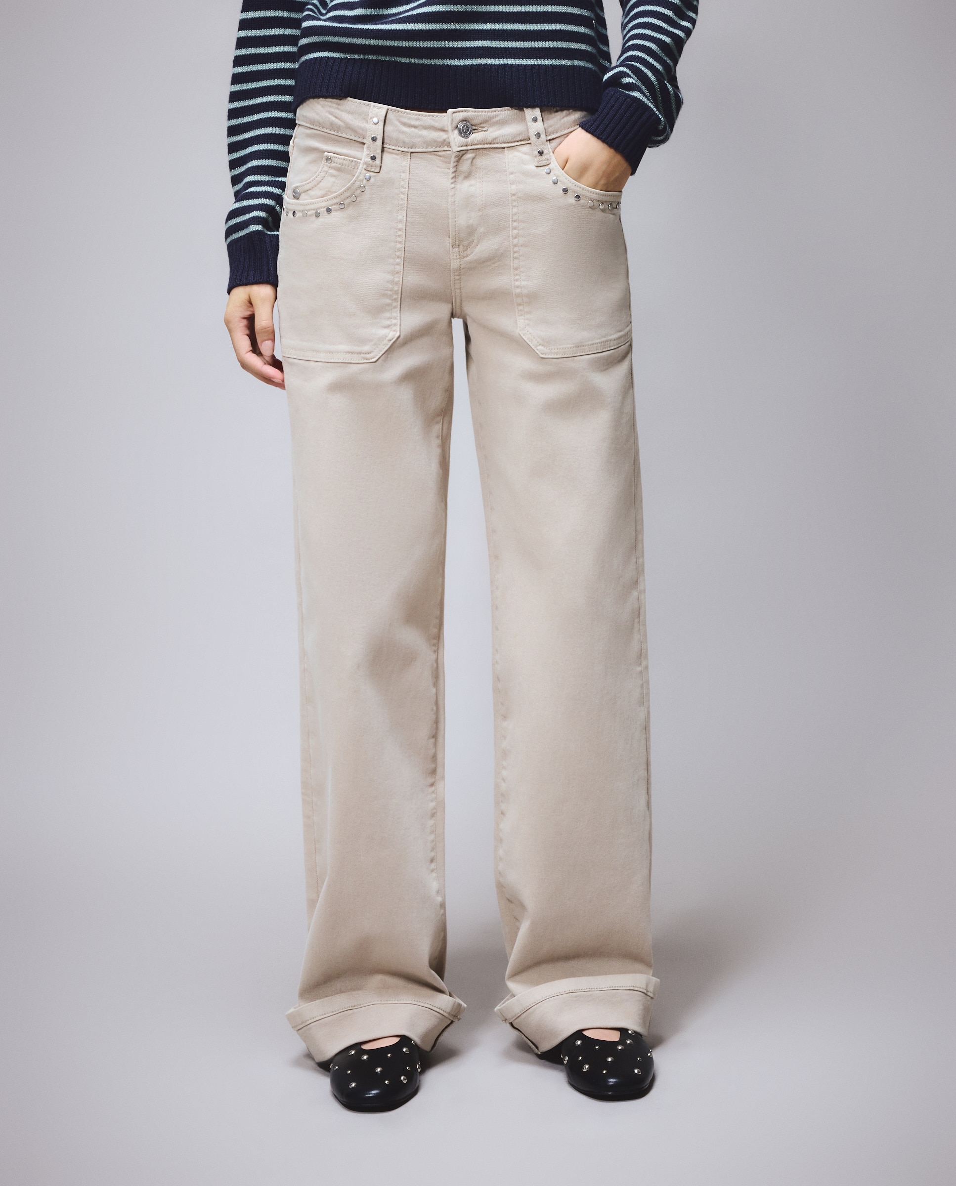 Imagen 2 de Pantalón de mujer wideleg carpintero - Green Coast - 850 Piedra 850 Piedra