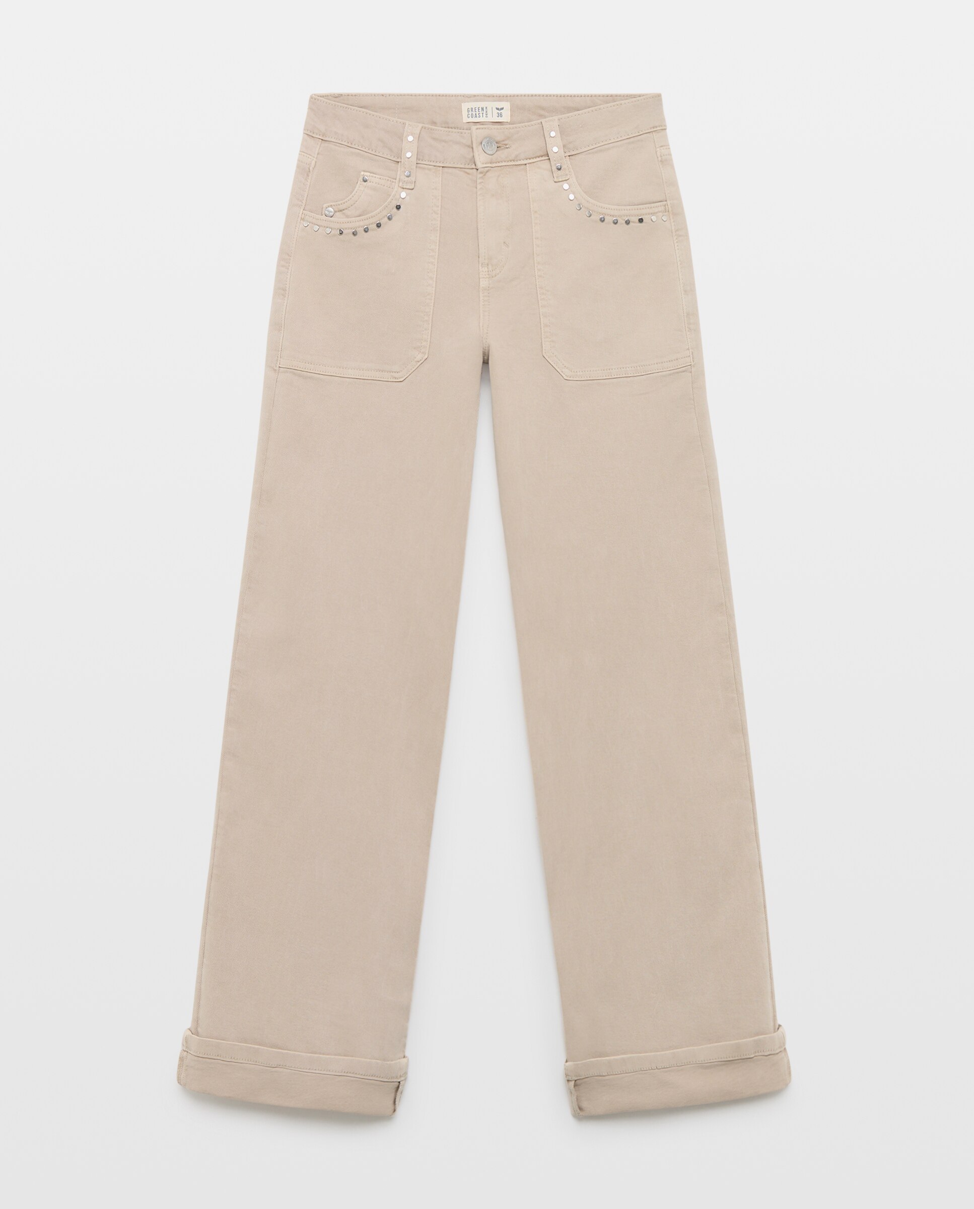 Imagen 4 de Pantalón de mujer wideleg carpintero - Green Coast - 850 Piedra 850 Piedra