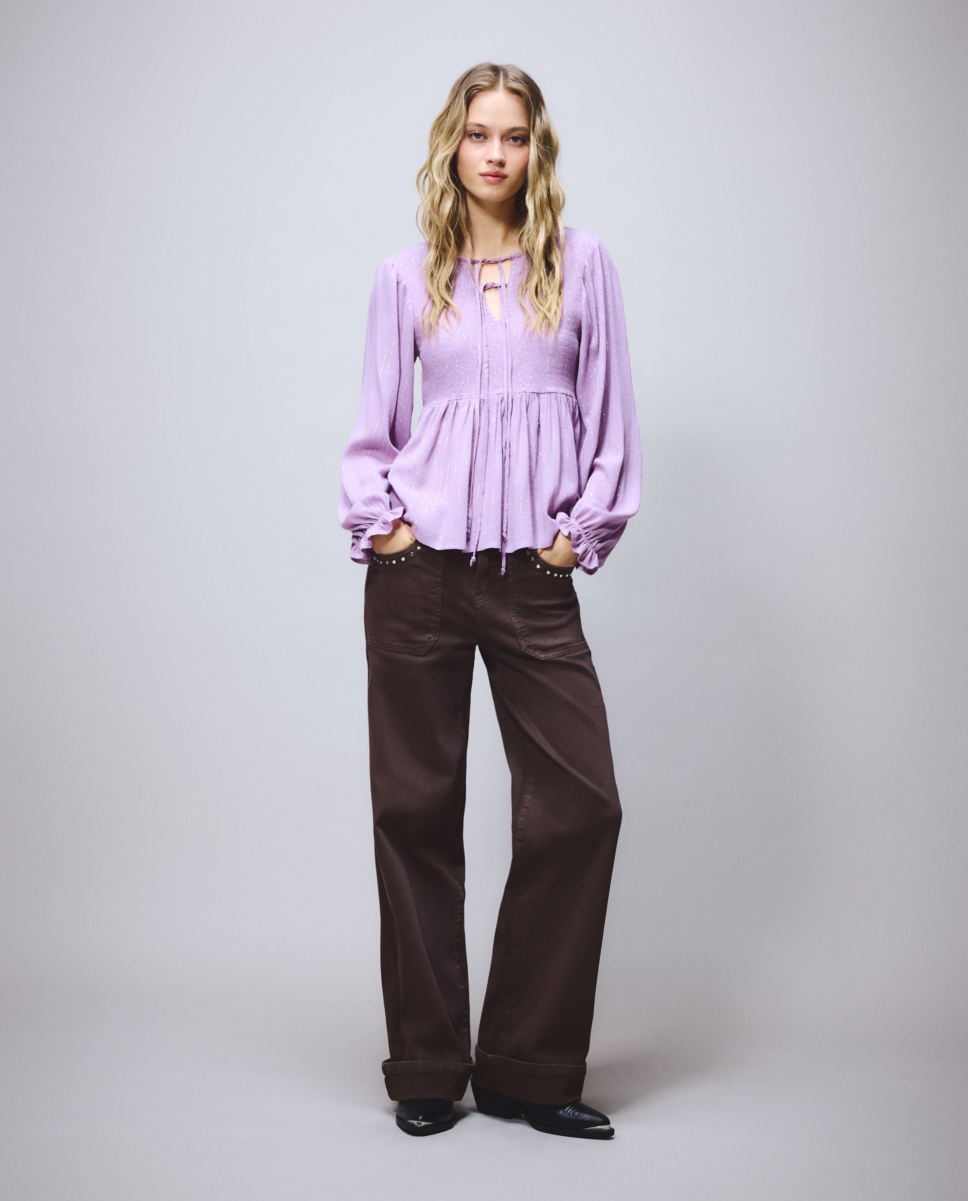 Imagen 1 de Pantalón de mujer wideleg carpintero - Green Coast - Chocolate Chocolate