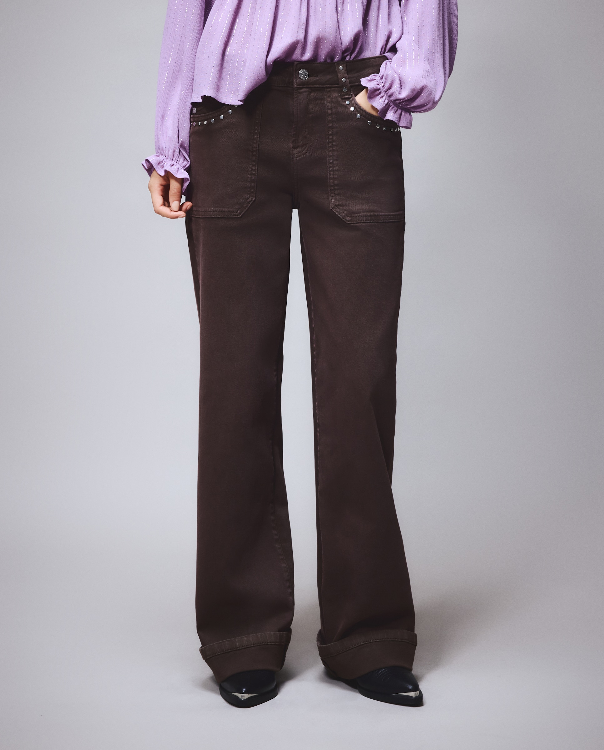 Imagen 2 de Pantalón de mujer wideleg carpintero - Green Coast - Chocolate Chocolate