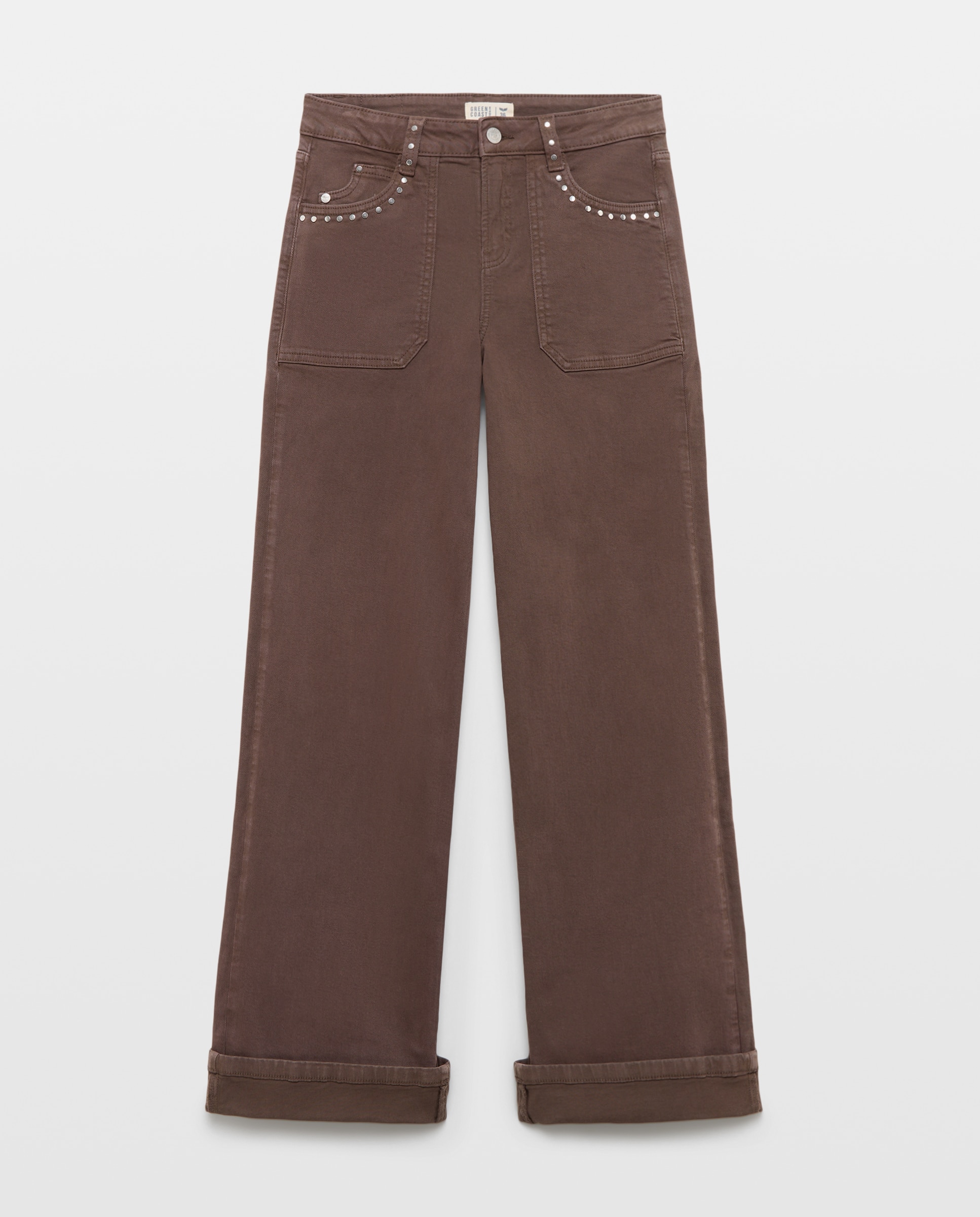 Imagen 4 de Pantalón de mujer wideleg carpintero - Green Coast - Chocolate Chocolate