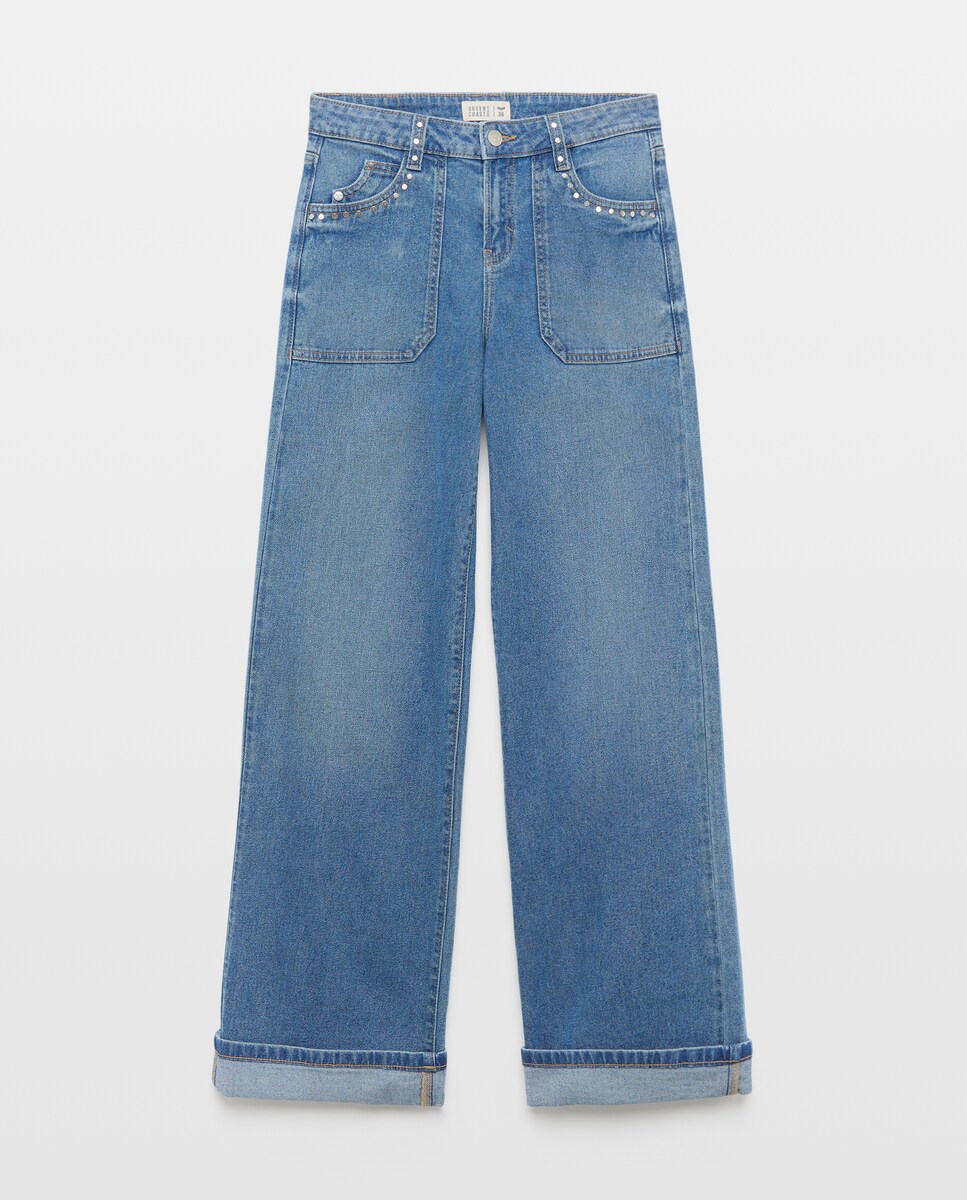 Imagen 1 de Pantalón de mujer wideleg carpintero Azul pálido