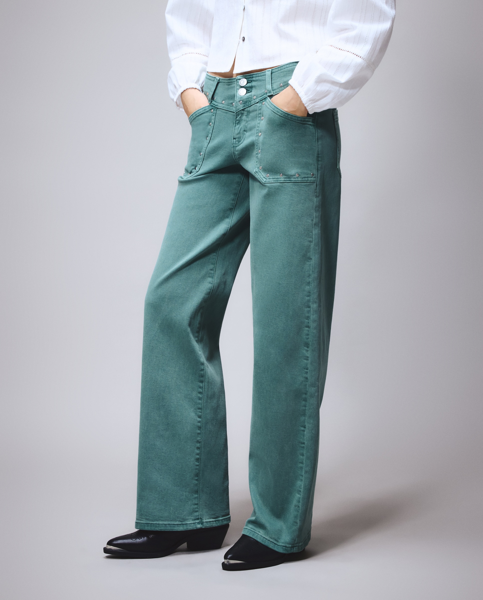 Pantalón de mujer carpintero - Green Coast - Verde Pato Verde Pato-2