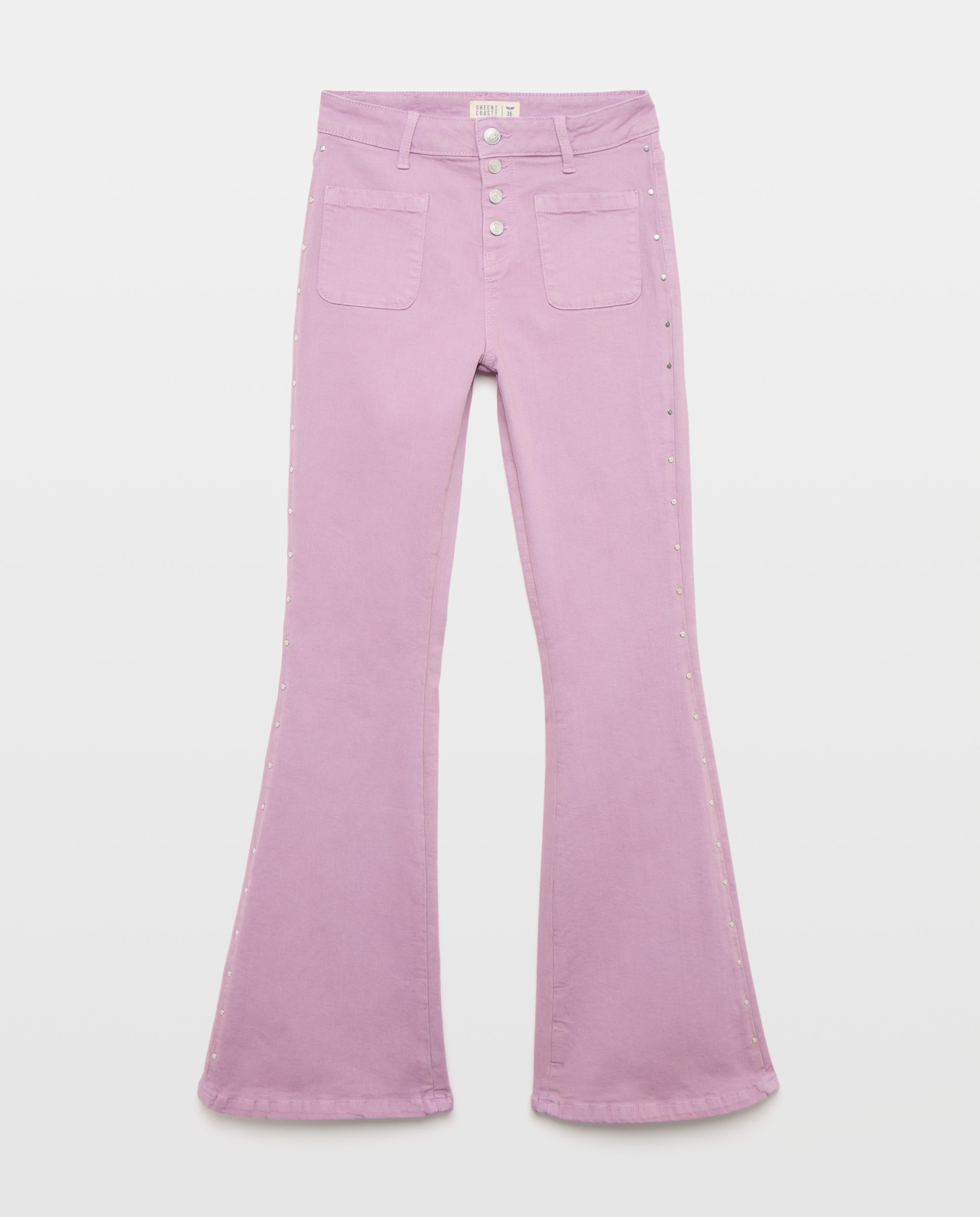 Imagen 4 de Pantalón campana de mujer con tachas - Green Coast - 230 Rosa oscuro 230 Rosa oscuro