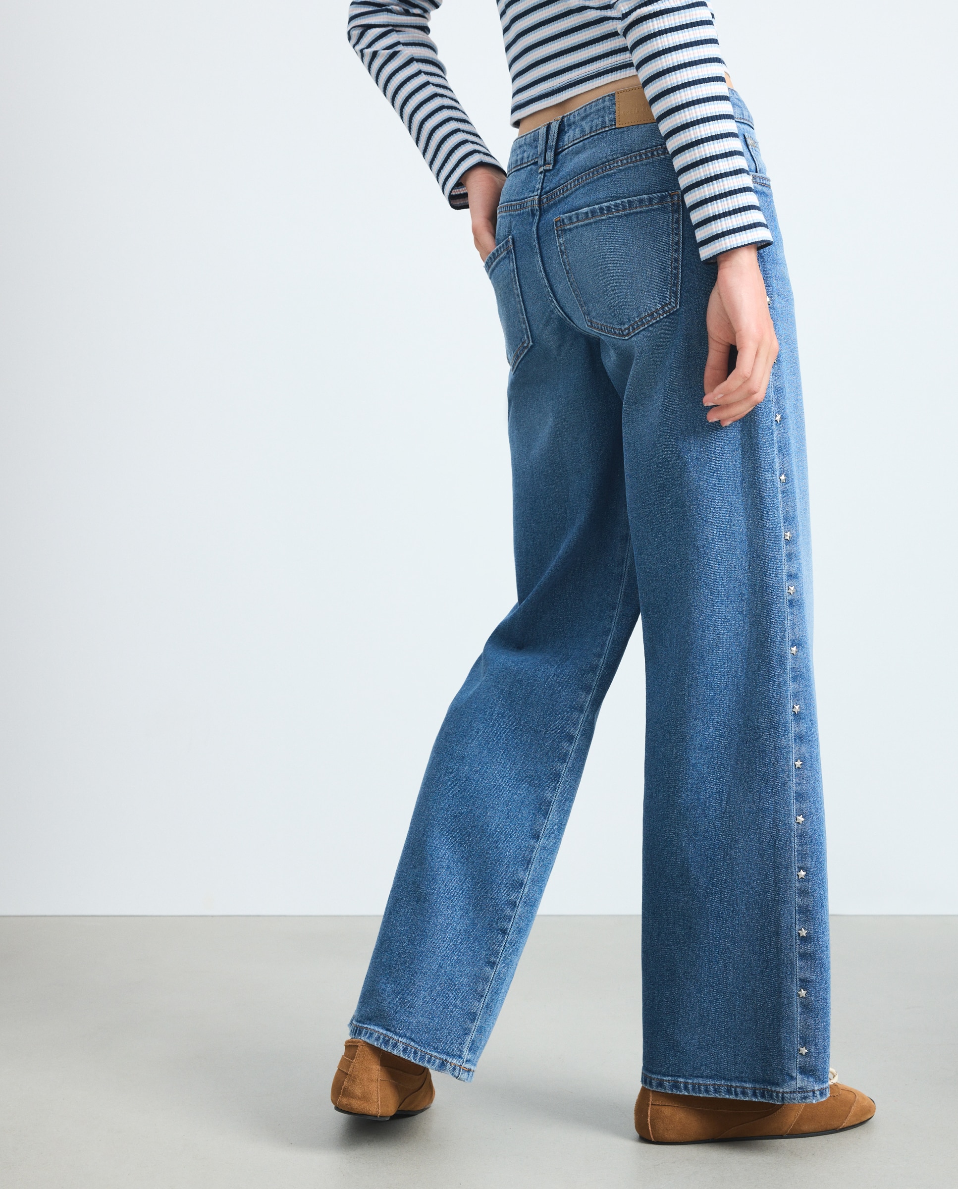 Imagen 3 de Pantalón básico wide leg de mujer - Green Coast - Azul pálido Azul pálido