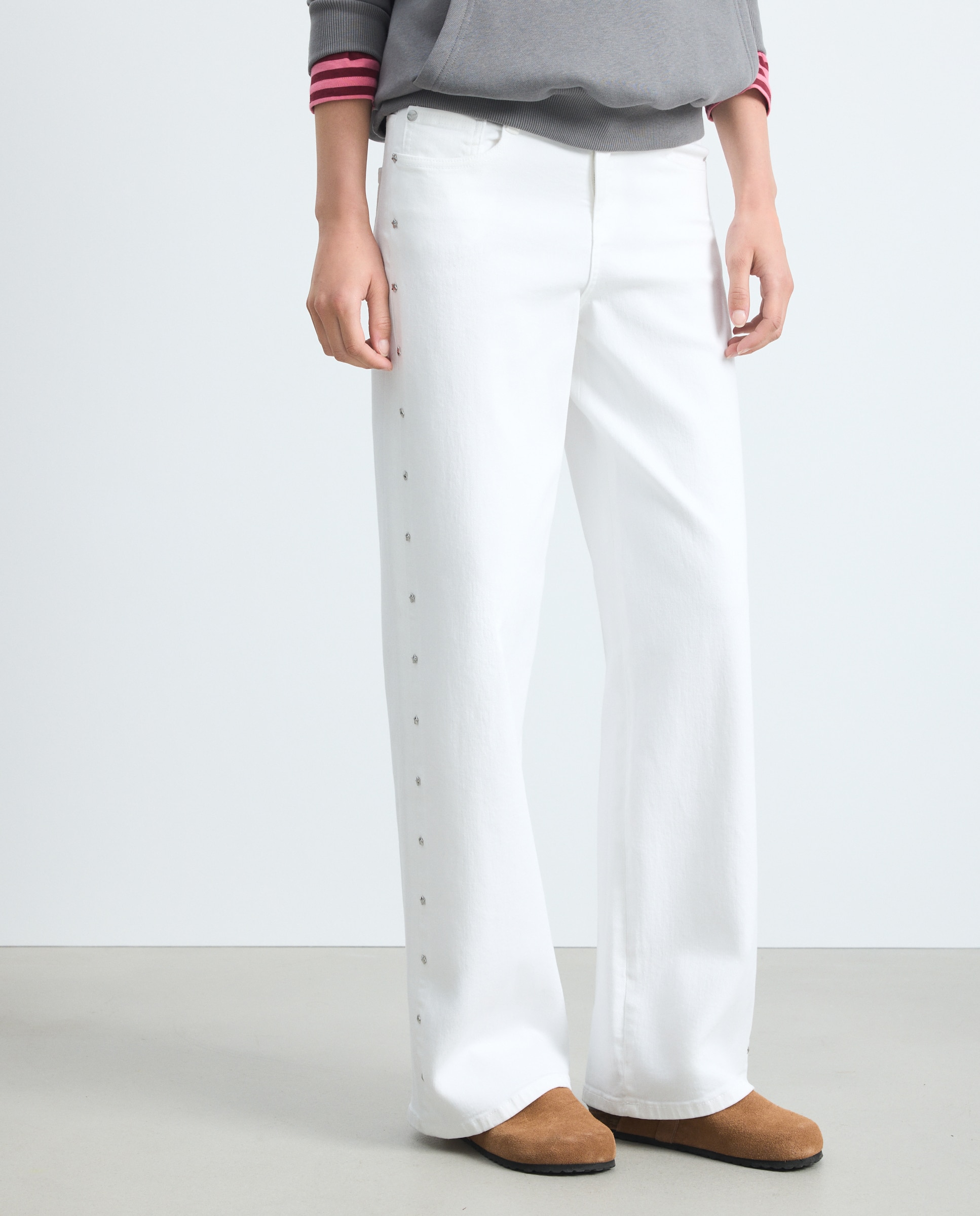 Imagen 3 de Pantalón básico wide leg de mujer - Green Coast - 120 Crudo 120 Crudo