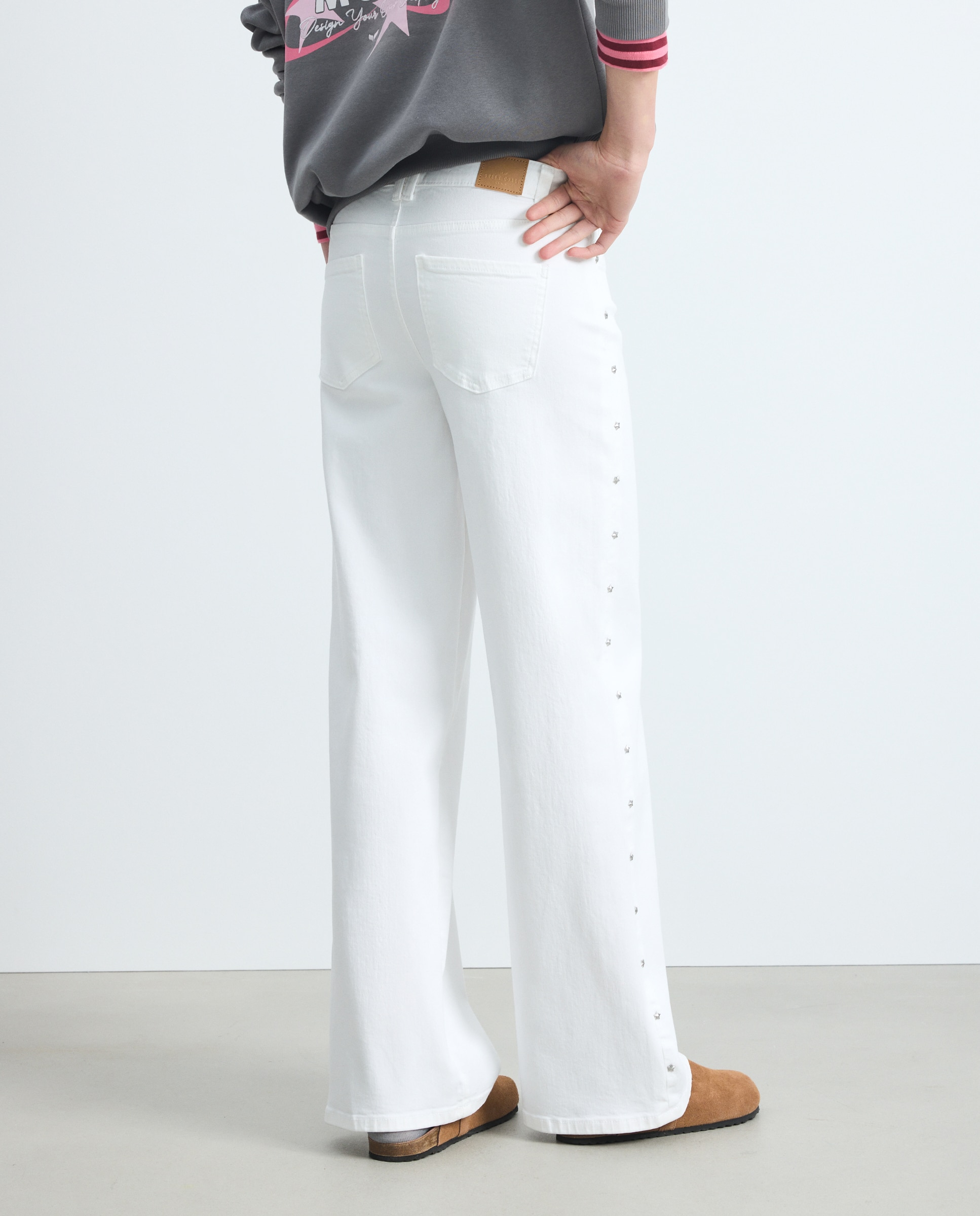 Imagen 4 de Pantalón básico wide leg de mujer - Green Coast - 120 Crudo 120 Crudo