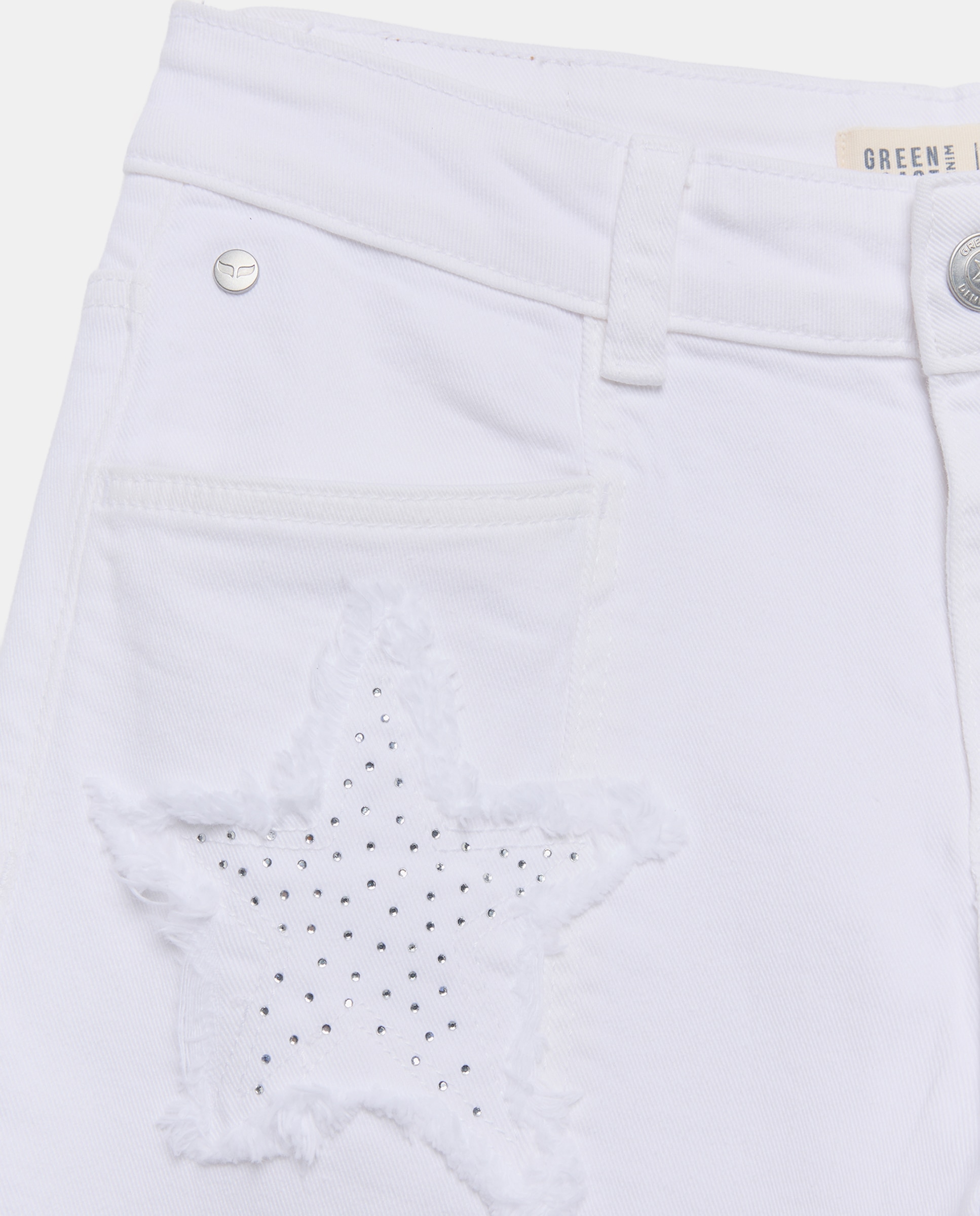 Imagen 5 de Pantalón wide leg de mujer con estrellas y strass - Green Coast - Blanco Blanco