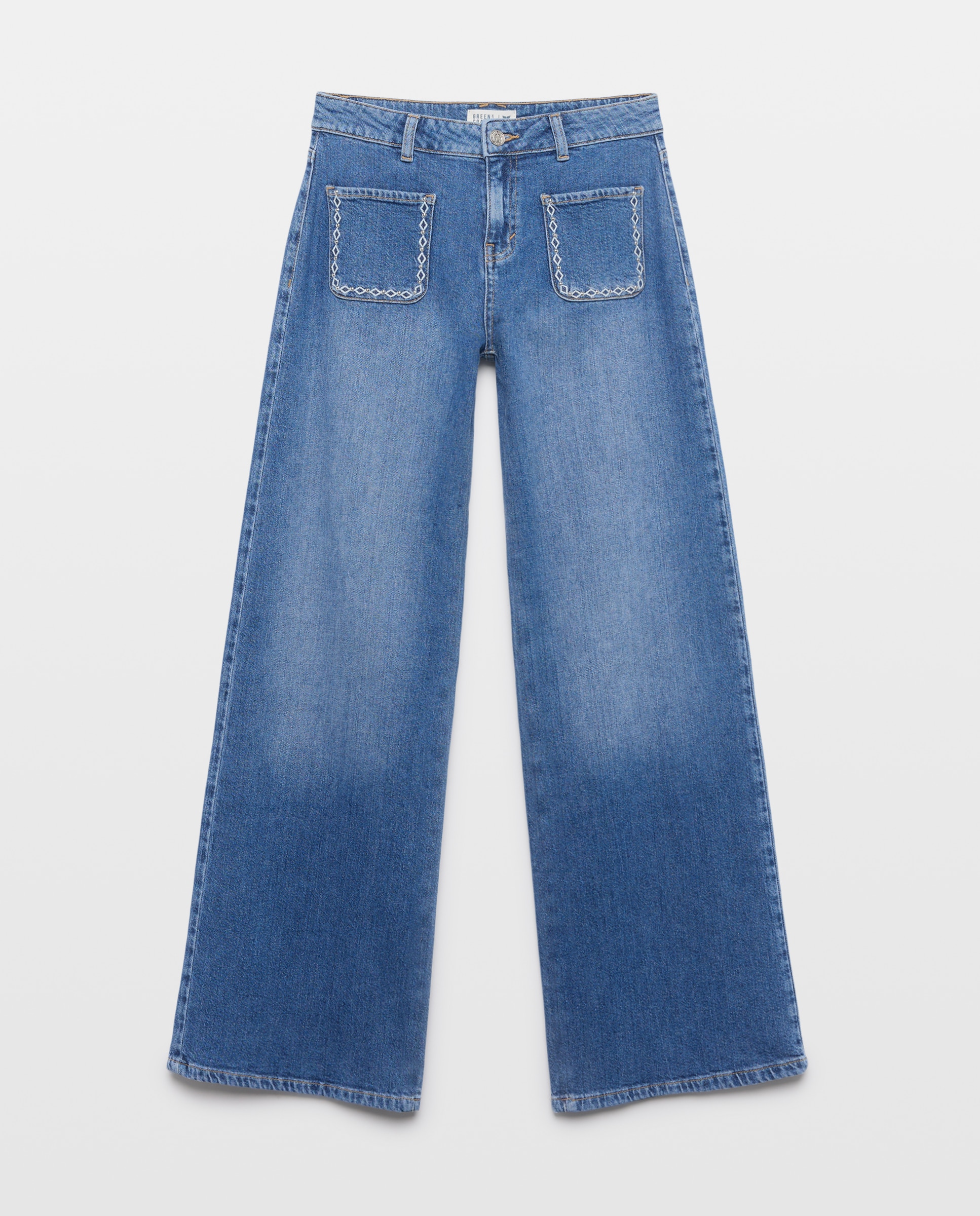 Imagen 4 de Pantalón wide leg de mujer con bolsillo delantero - Green Coast - Azul pálido Azul pálido