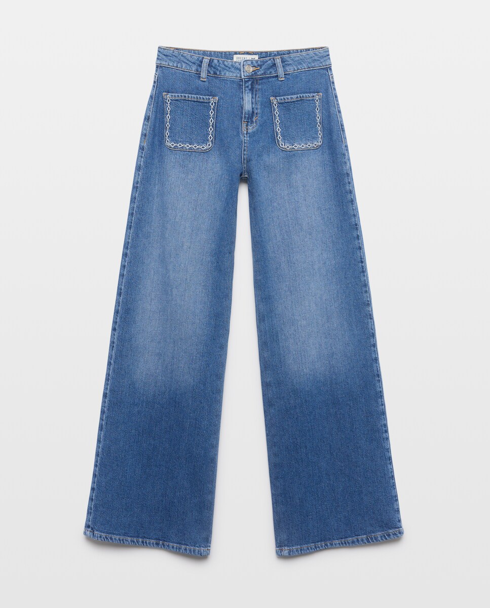Imagen 0 de Pantalón wide leg de mujer con bolsillo delantero 820 Gris medio