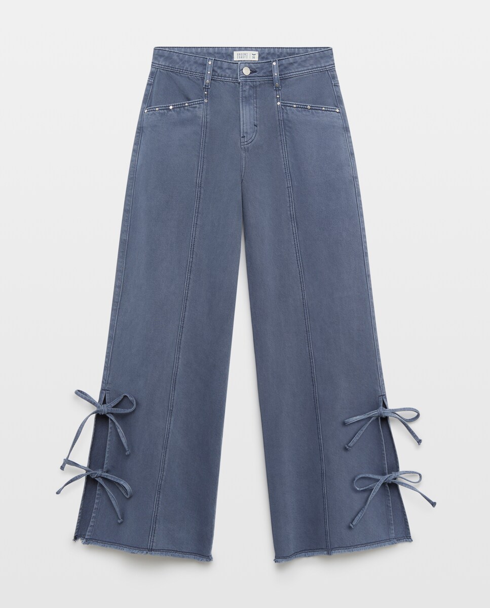 Imagen 0 de Pantalón de mujer con detalle de lazos Azul Suave