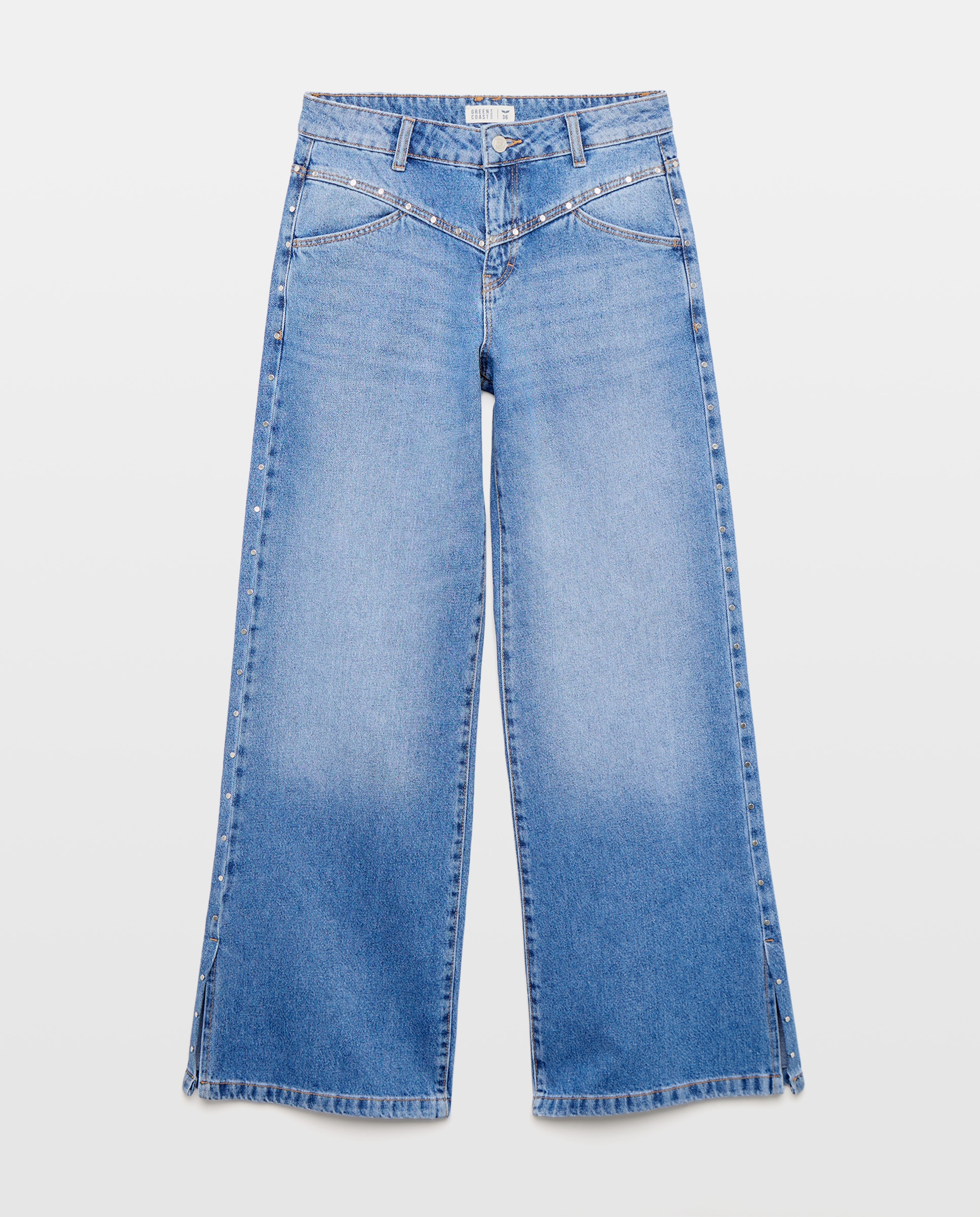 Imagen 4 de Pantalón yoke de mujer con tachas - Green Coast - Azul pálido Azul pálido