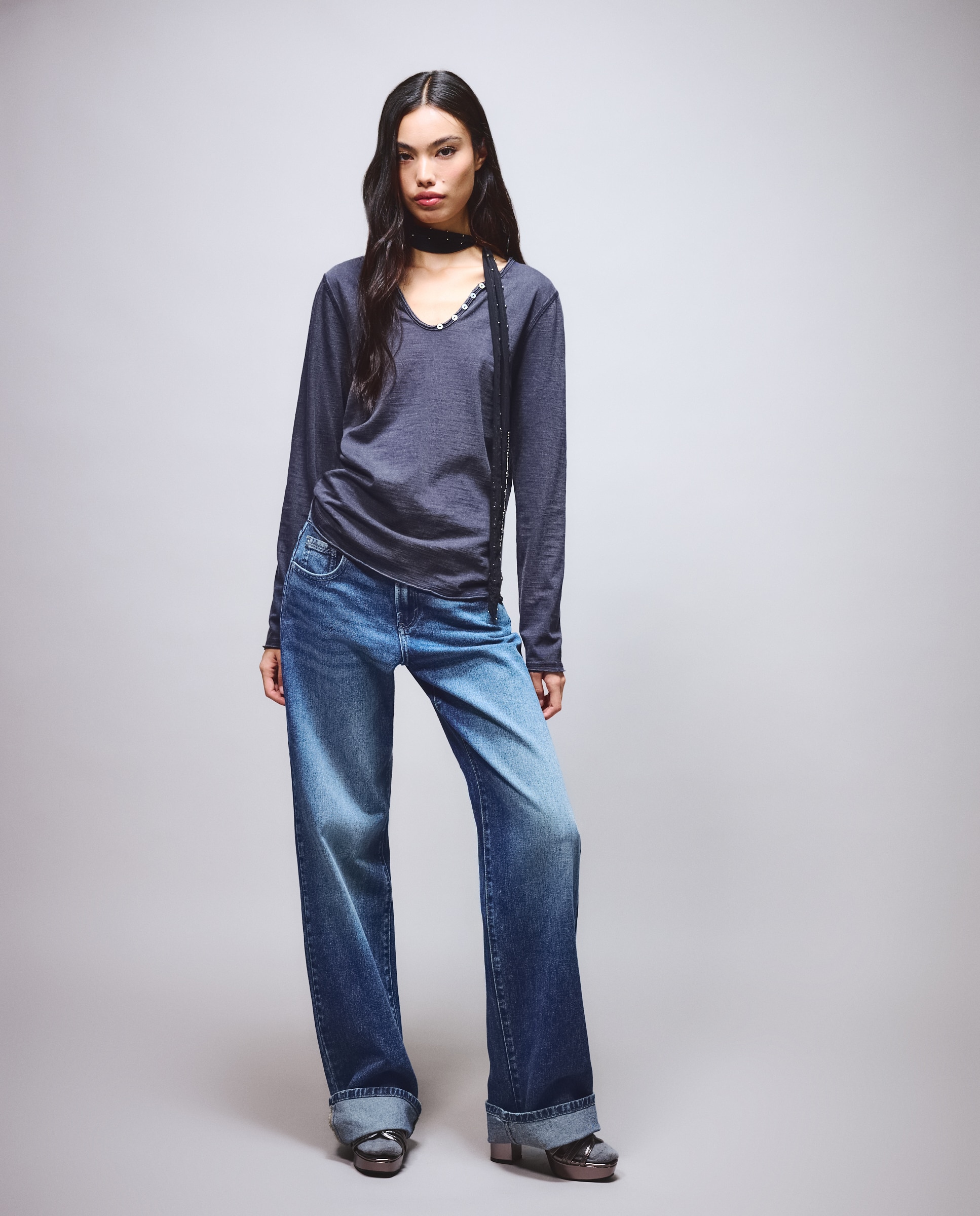 Imagen 1 de Pantalón recto alas trasero de mujer - Green Coast - Azul pálido Azul pálido