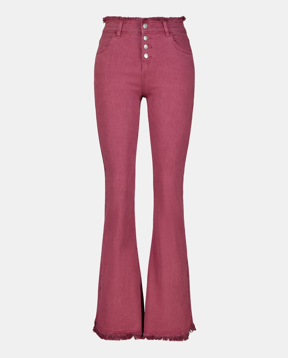 Jeans à boca de sino com botões 230 Rosa Escuro-4