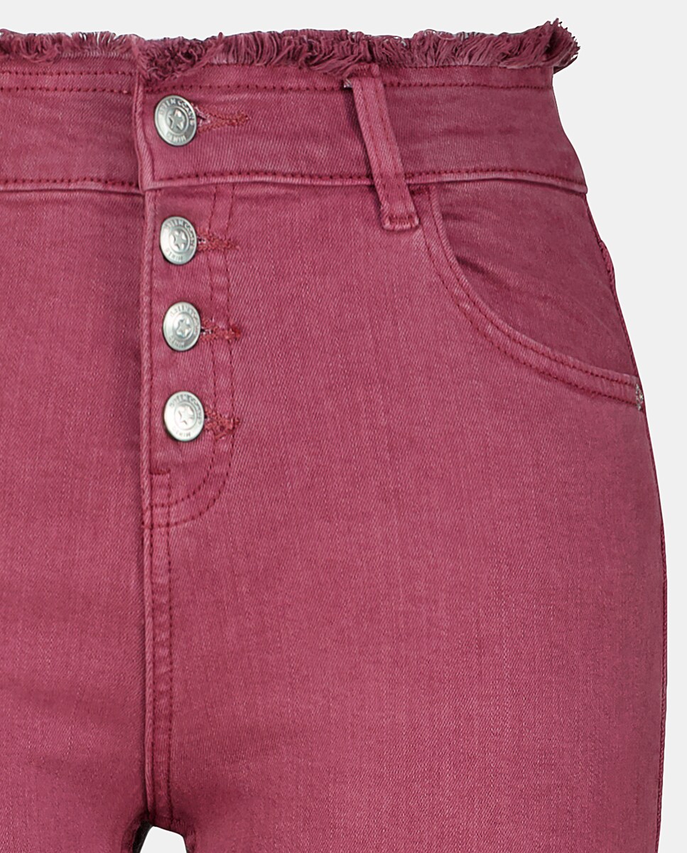 Jeans à boca de sino com botões 230 Rosa Escuro-5