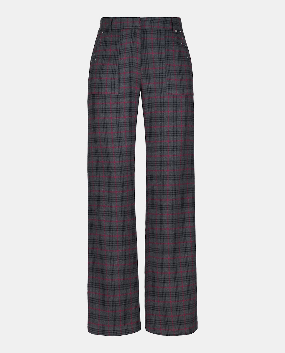 Calças aos Quadrados com Tachas 830 Antracite-5