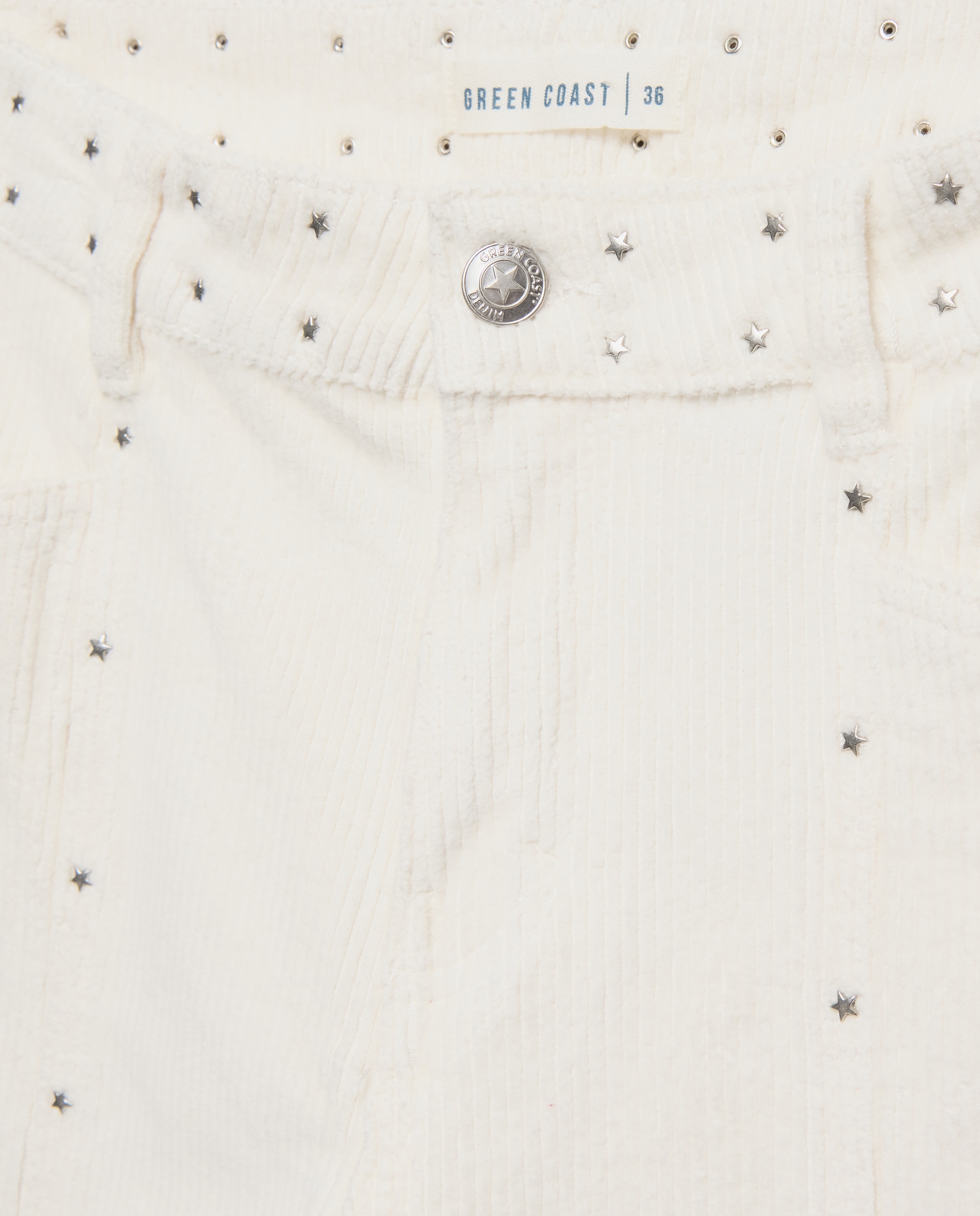 Pantalón wide leg tachas pana mujer - Green Coast - 120 Crudo 120 Crudo-5