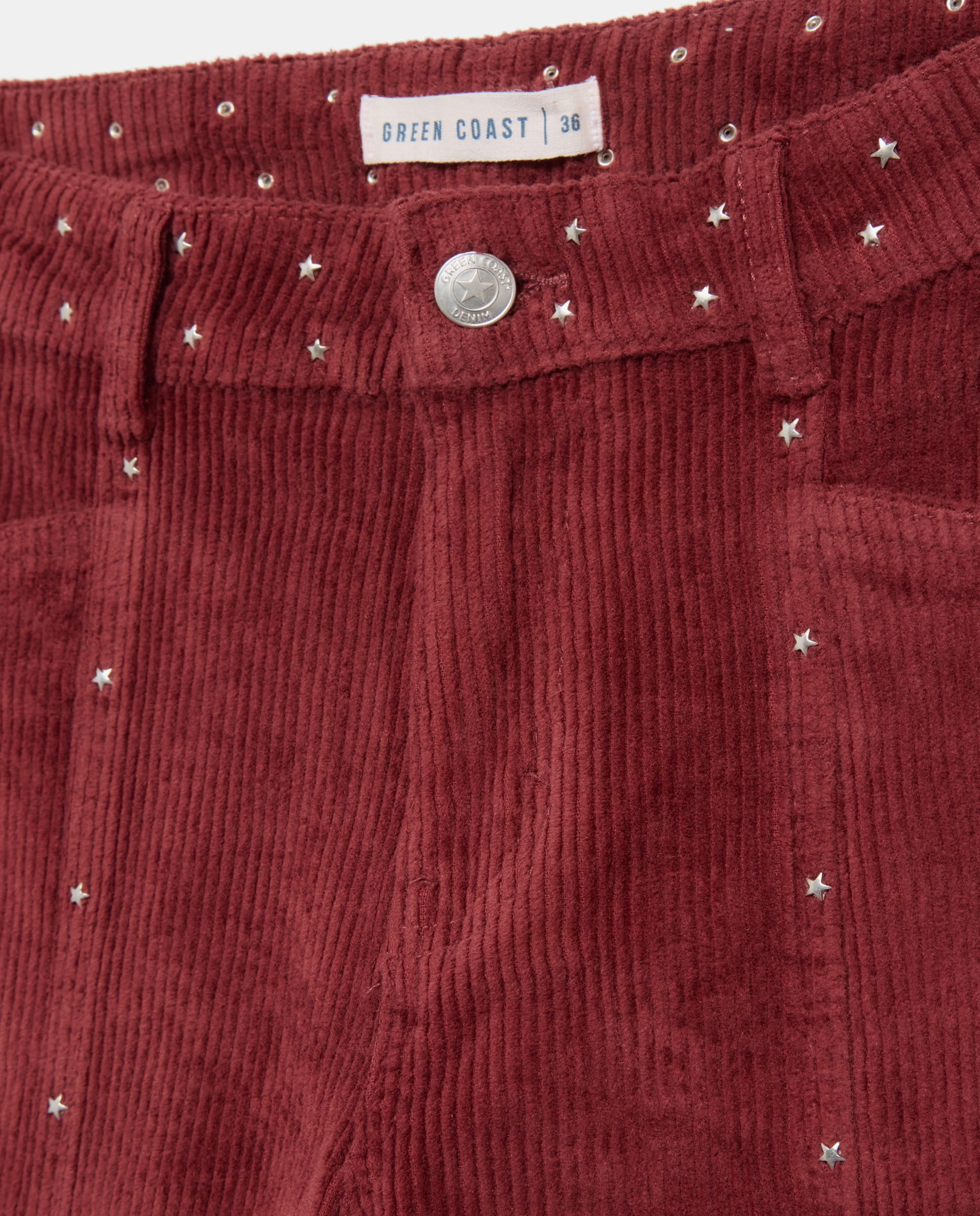 Pantalón wide leg tachas pana mujer - Green Coast - 230 Rosa oscuro 230 Rosa oscuro-5