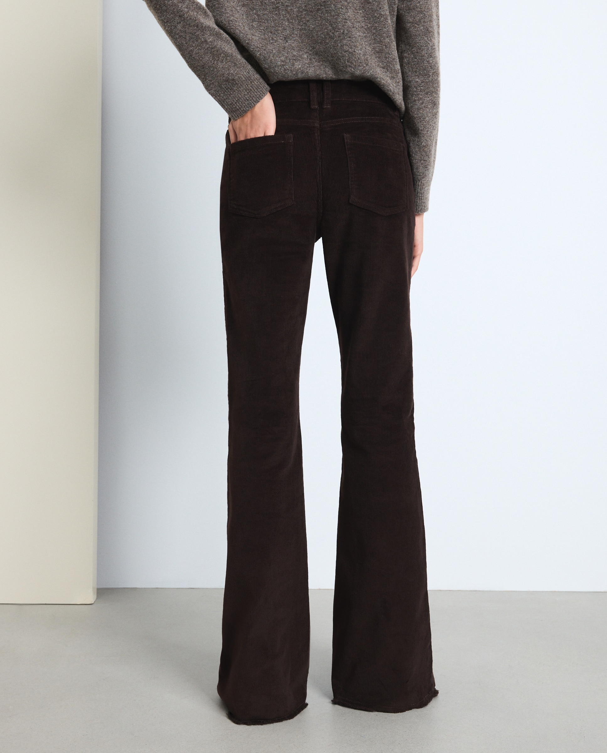 Pantalón campana strass pana mujer - Green Coast - Marrón Marrón-3