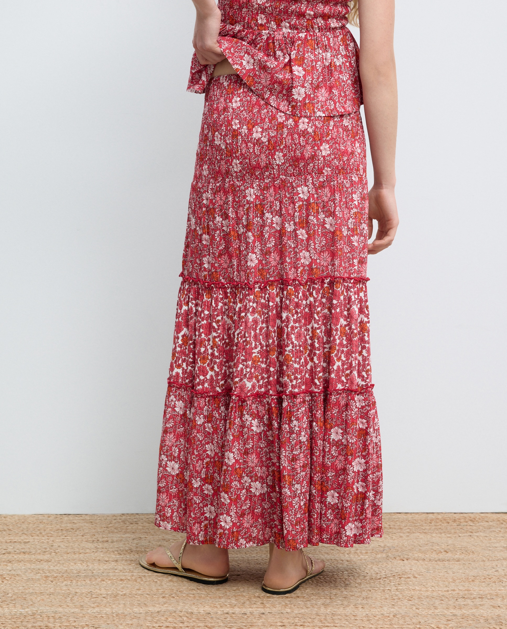 Saia Estampada Comprida 600 Vermelho-3