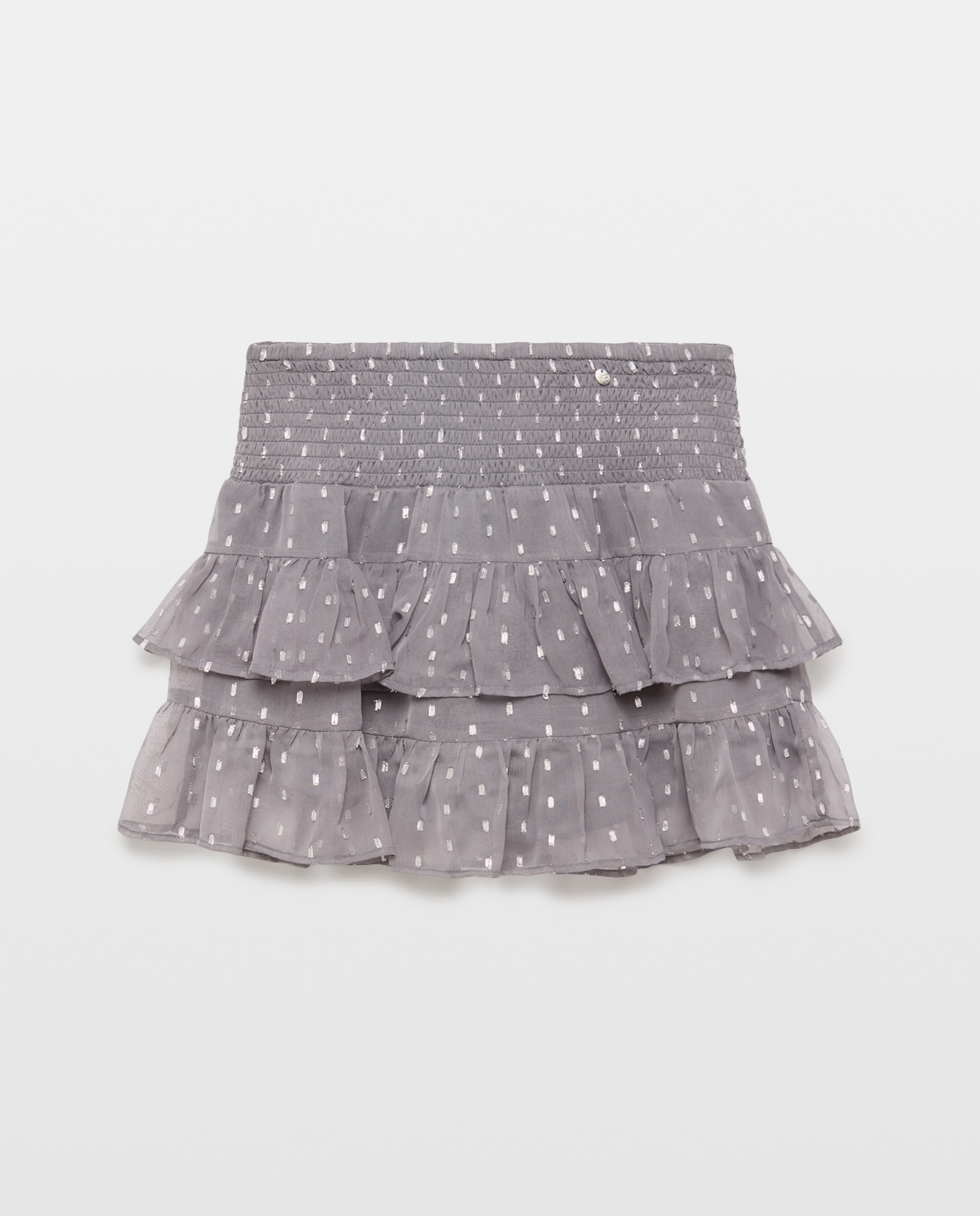 Imagem 0 de Saia de Chiffon com Folhos e Fio Metalizado