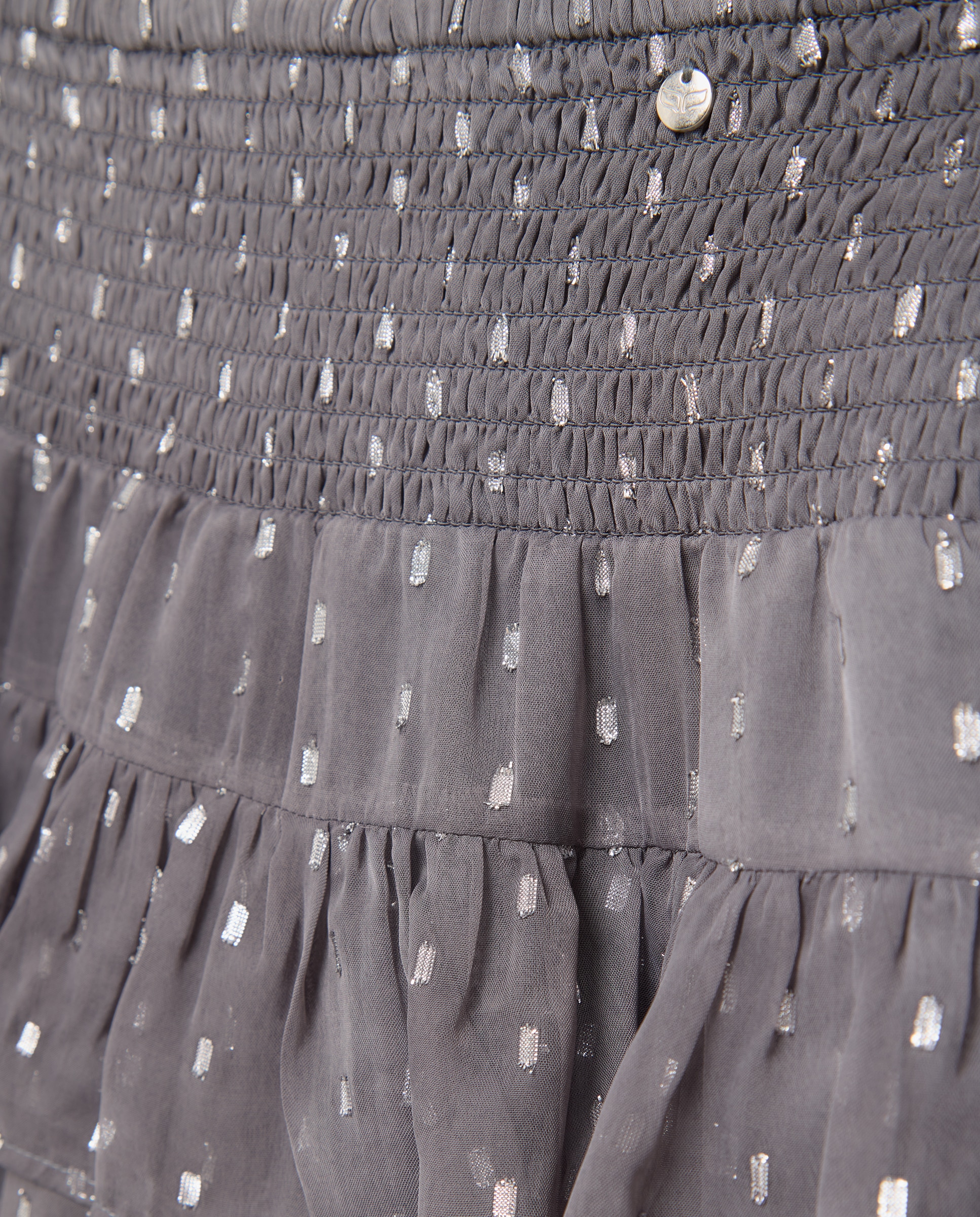Saia de Chiffon com Folhos e Fio Metalizado 830 Antracite-2