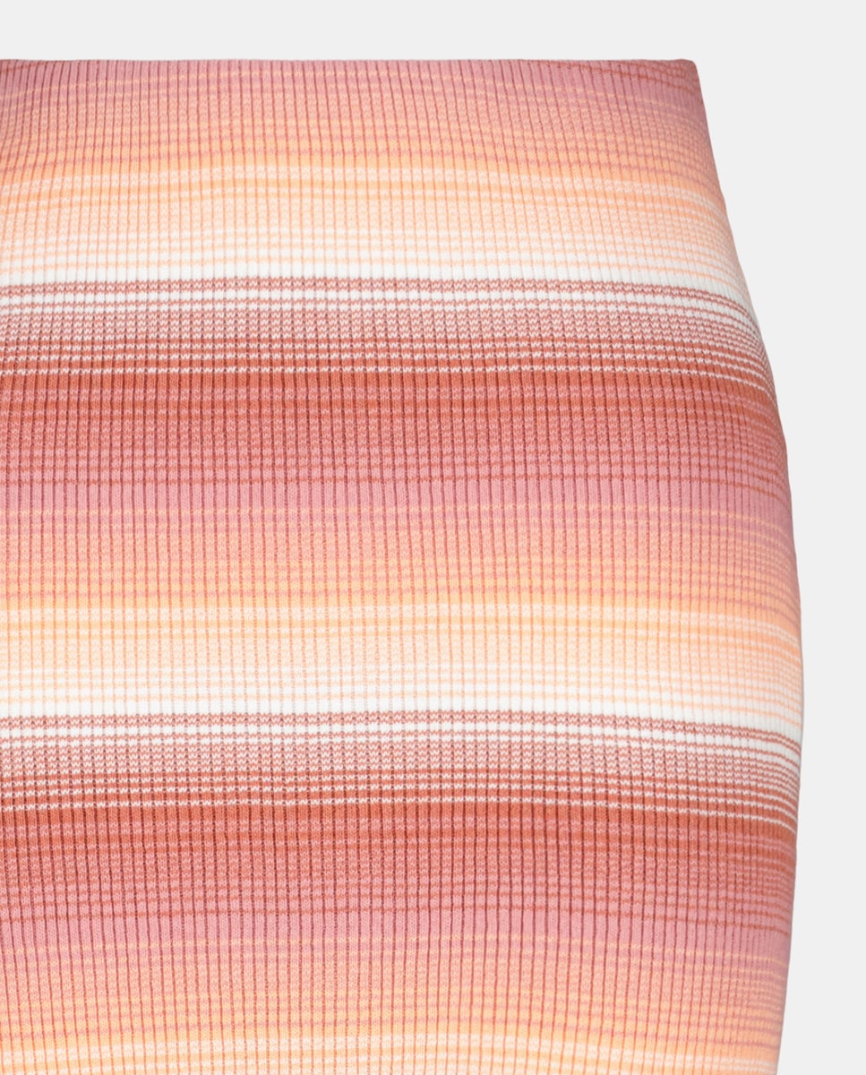 Saia Midi de Malha às Riscas Laranja-5