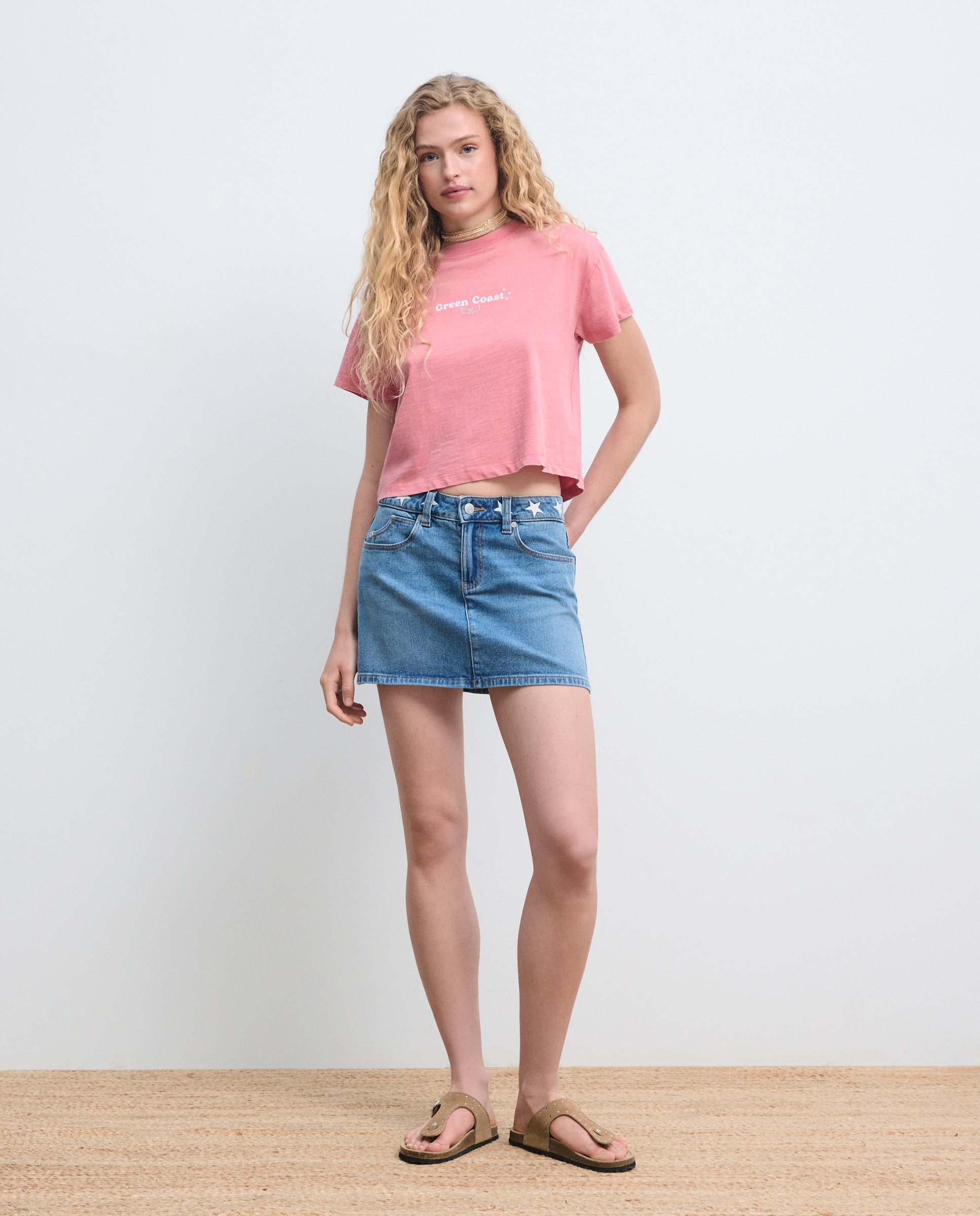 Imagen 1 de Falda mini denim - Green Coast - Azul pálido Azul pálido