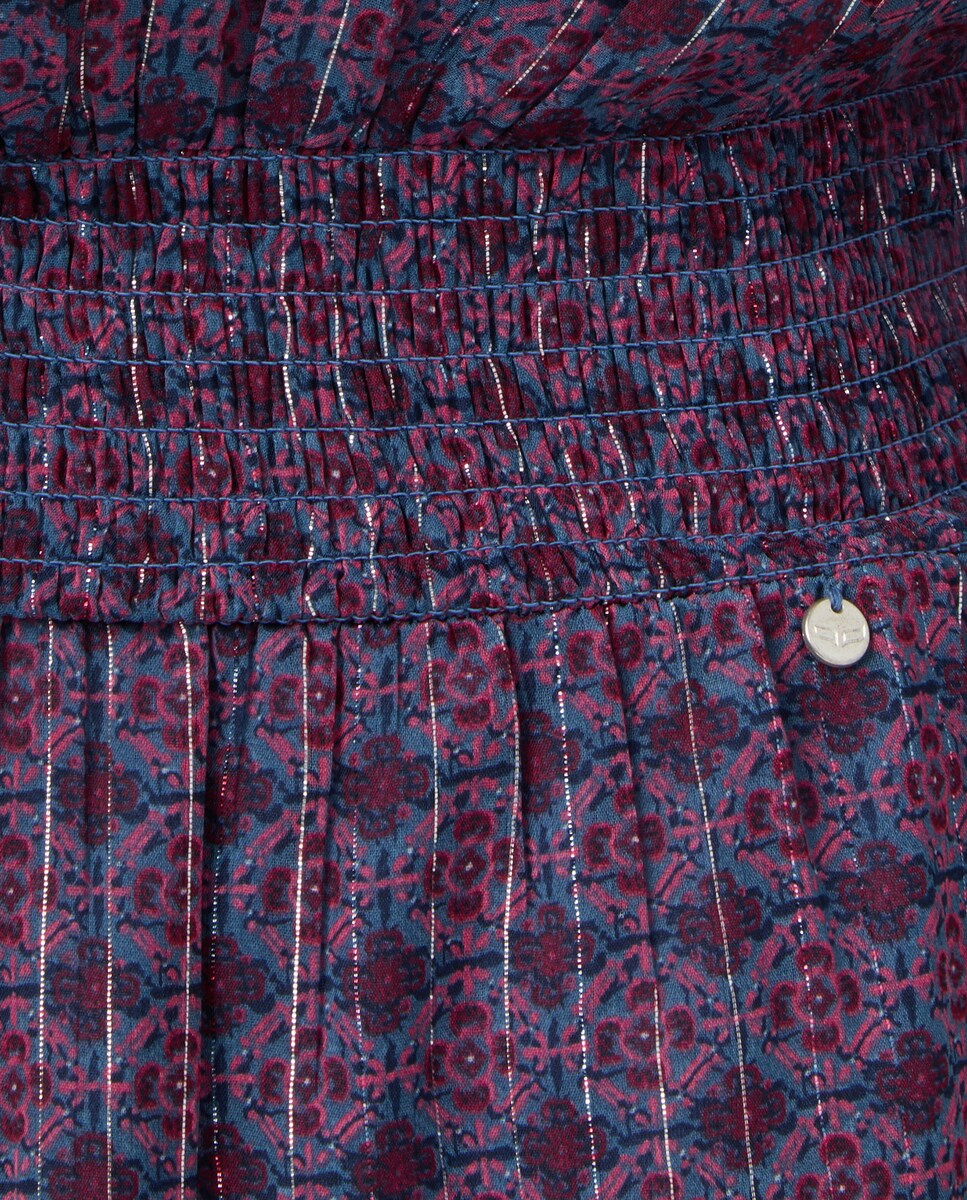 Vestido Curto com Gola com Folhos Ameixa-5