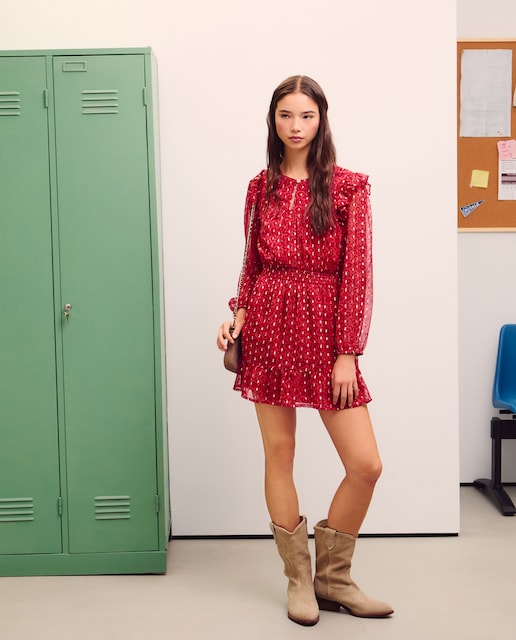 Imagen 0 de Vestido chiffon con cintura smock