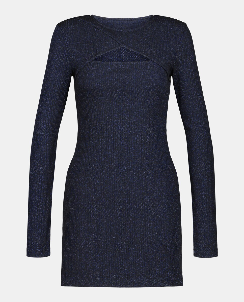 Vestido de Manga Comprida Canelado 440 Azulão-4