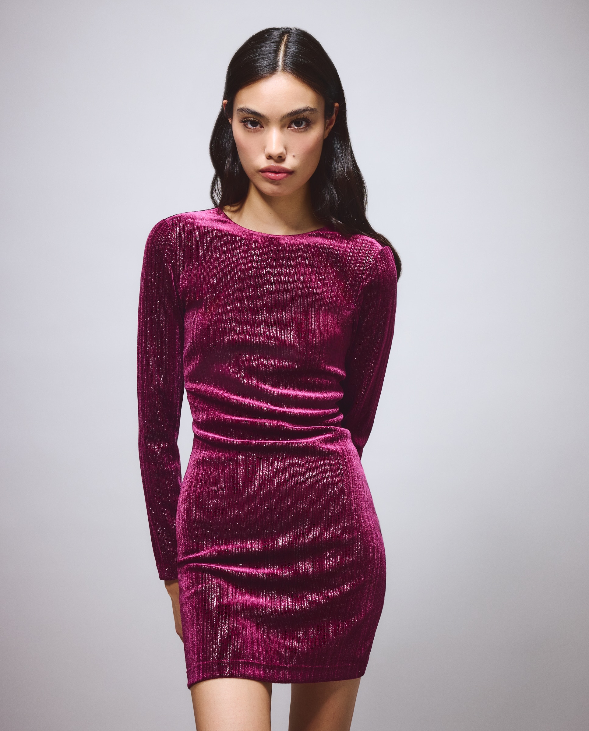 Vestido velvet con brillo - Green Coast - Ciruela Ciruela-1