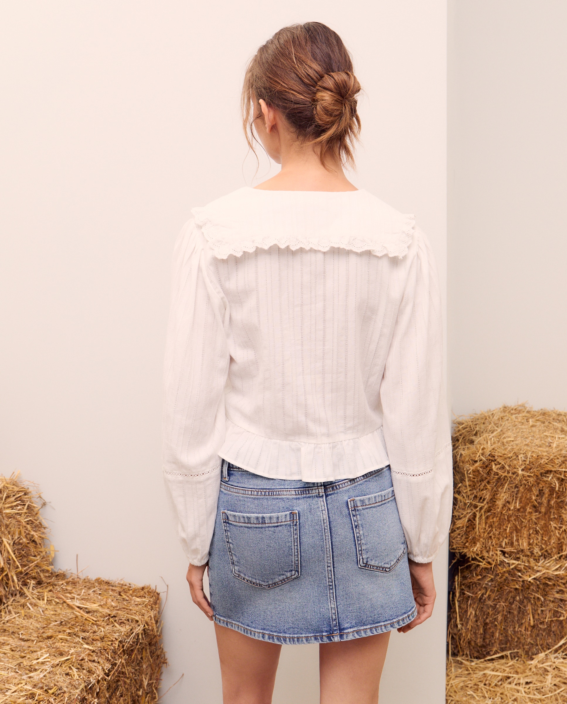 Blusa com Gola de Algodão Branco-marfim-3