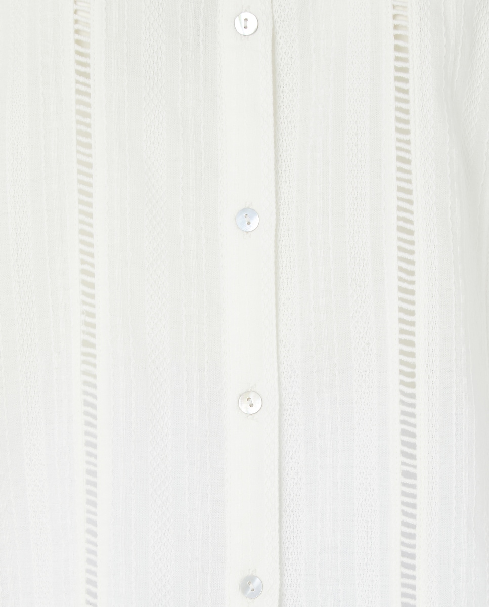 Blusa de Manga Comprida com Lace Branco-marfim-5