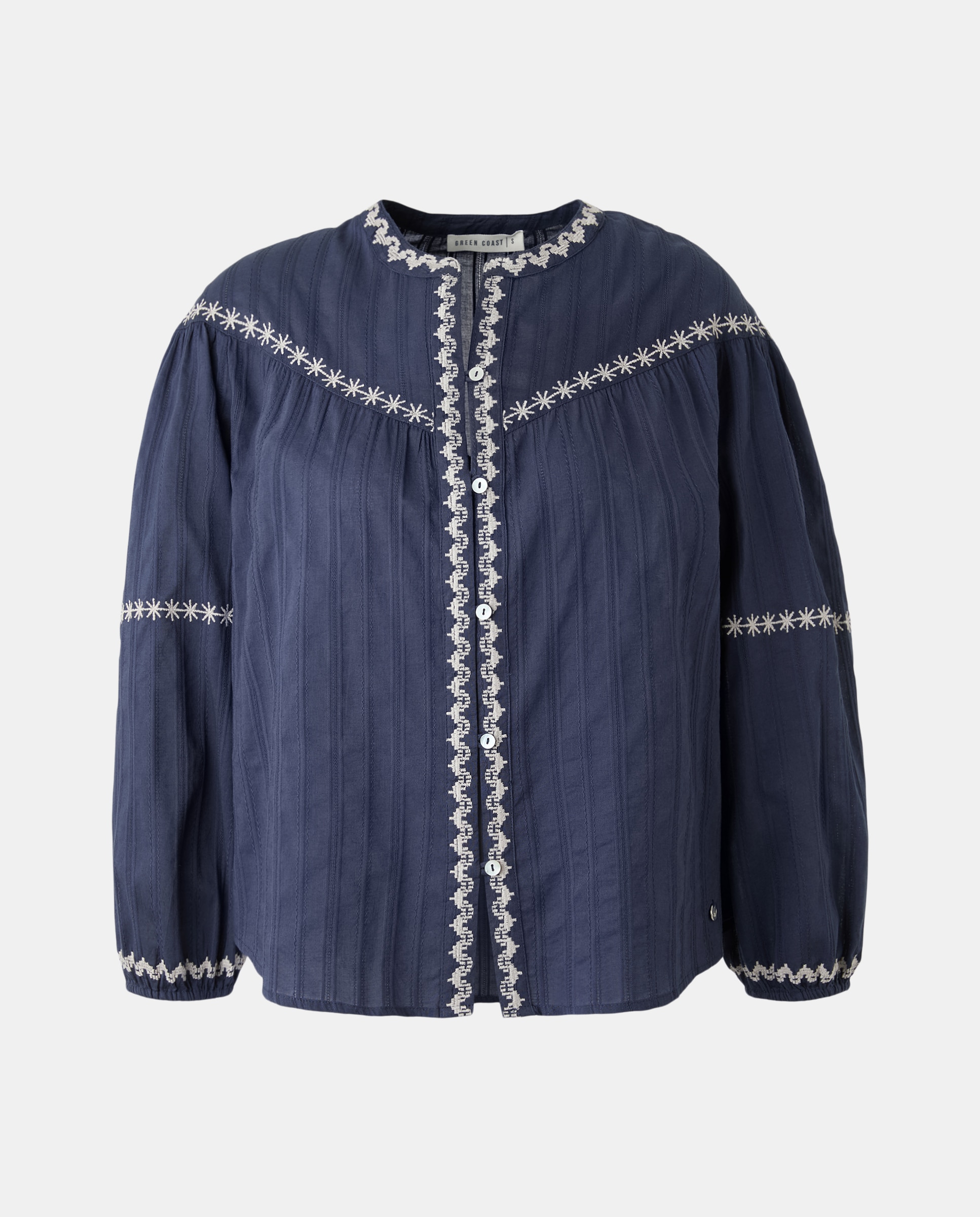 Blusa de manga comprida com bordado 430 Azul Escuro-4