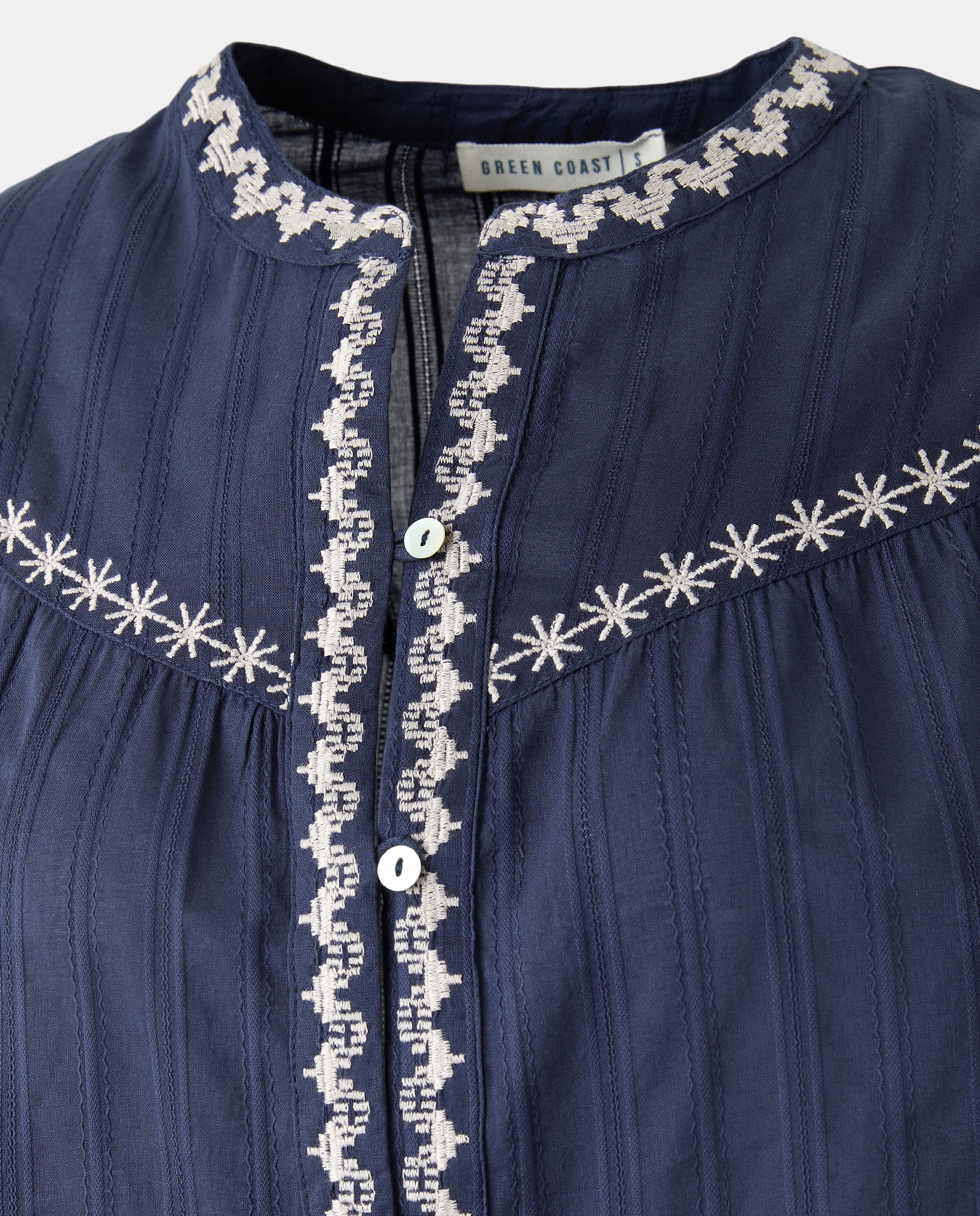 Blusa de manga comprida com bordado 430 Azul Escuro-5