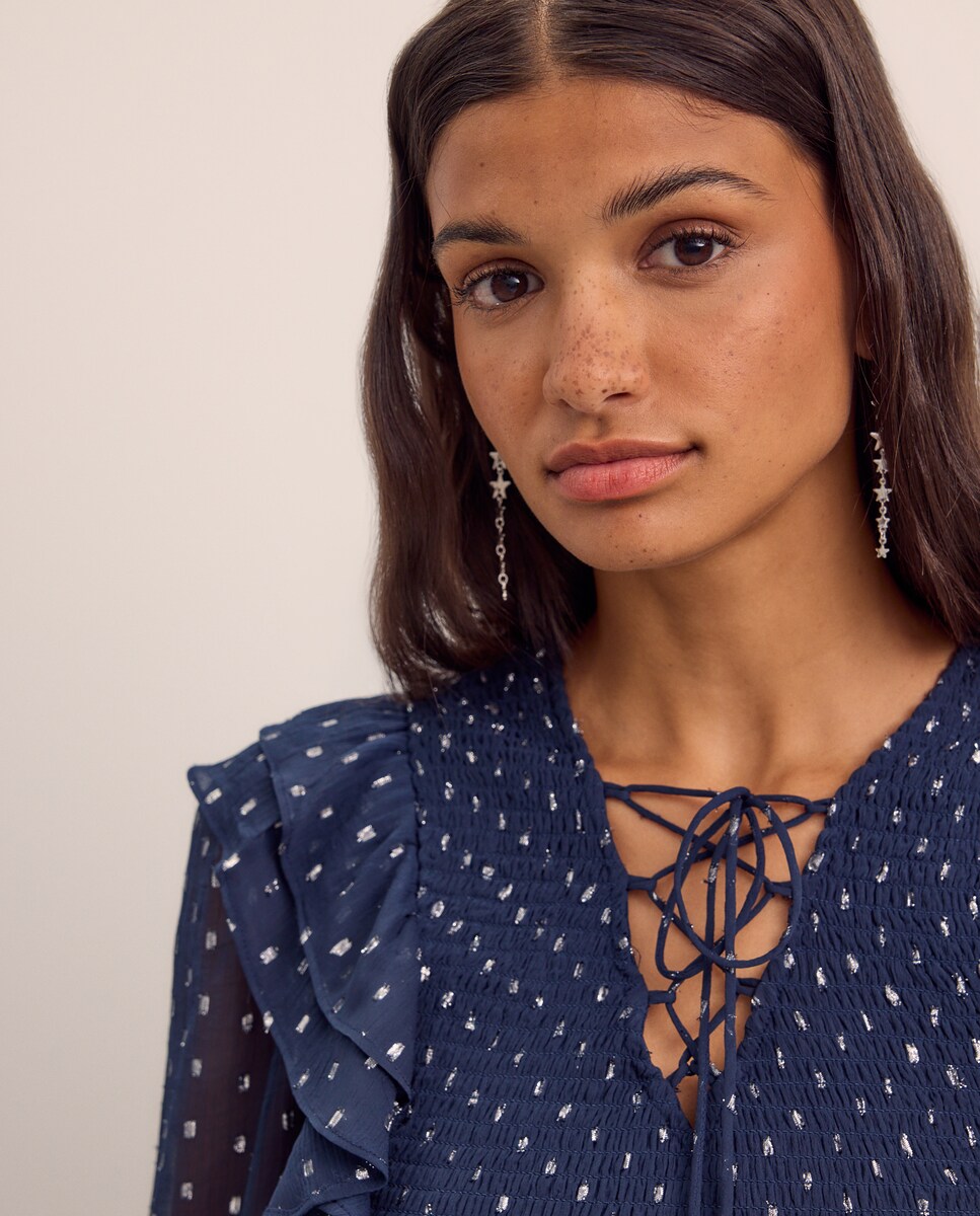 Top de Chiffon Lets Get Out 430 Azul Escuro-4