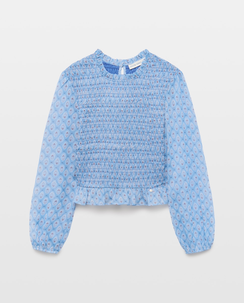 Imagen 1 de Blusa gomas de mujer chifón print Azul Intenso