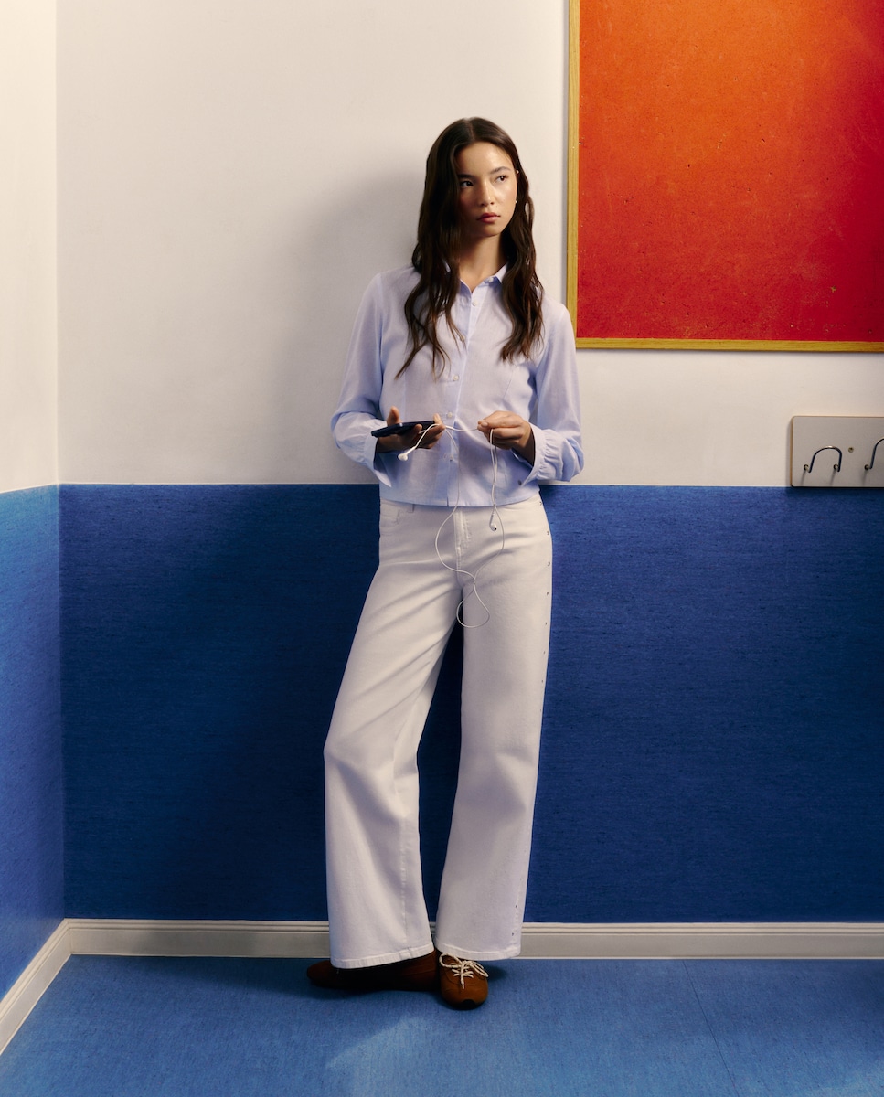Imagen 0 de Blusa de mujer entallada rayas Azul Intenso