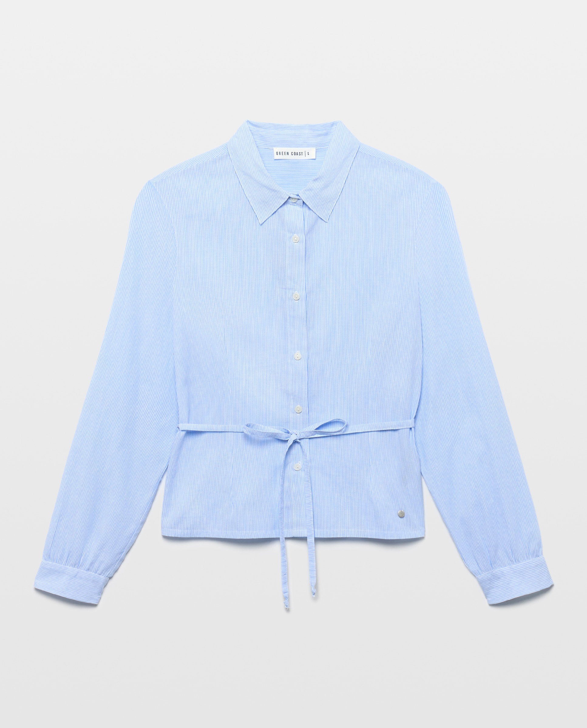 Blusa Cintada às Riscas Azul Intenso-4