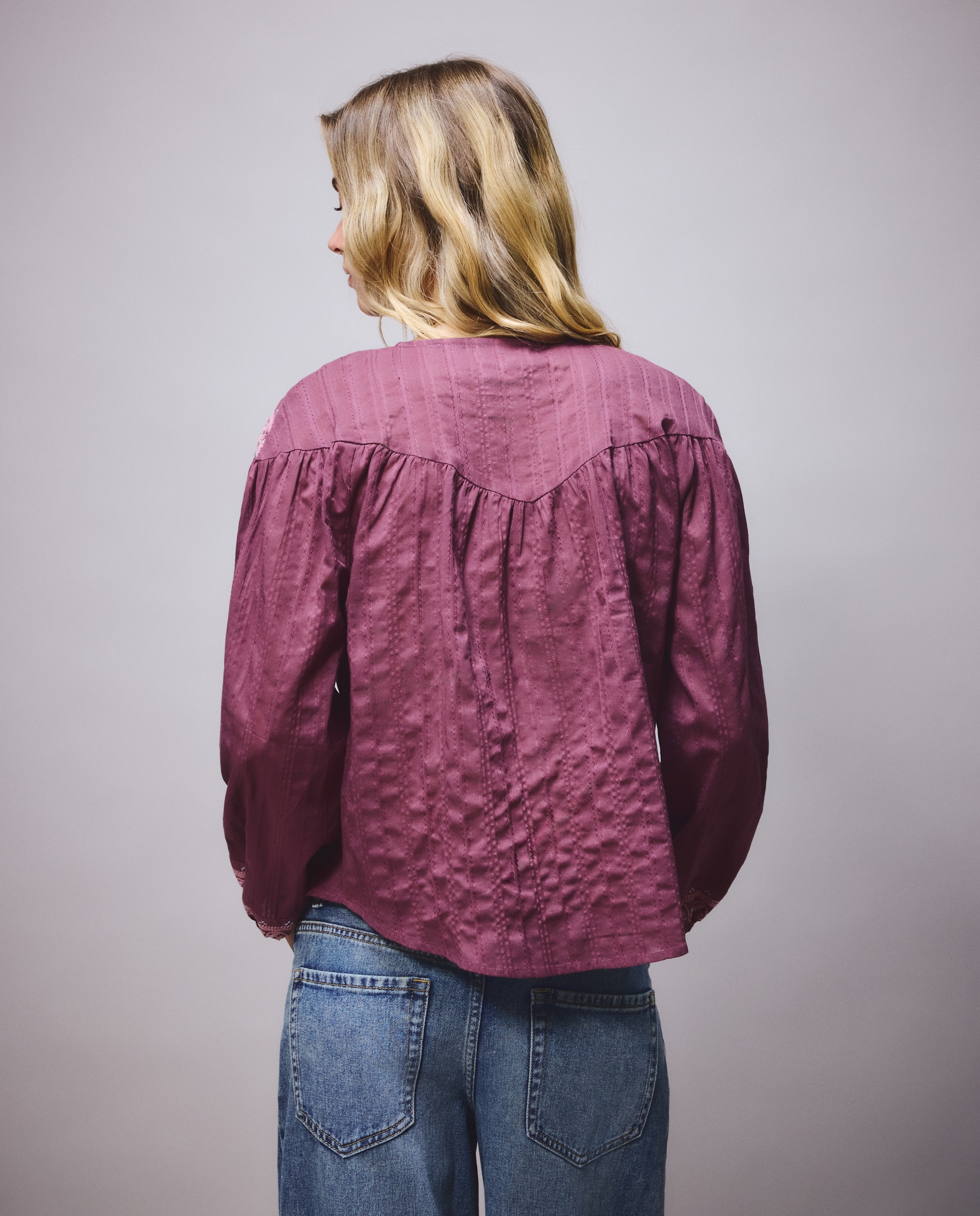 Blusa com Bordado em Contraste 282 Malva-3